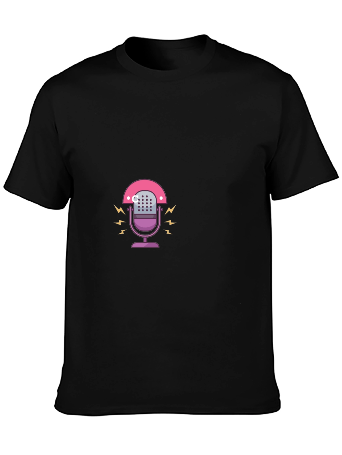 Black Retro Podcast Microphone Graphic Tee - Black view 3