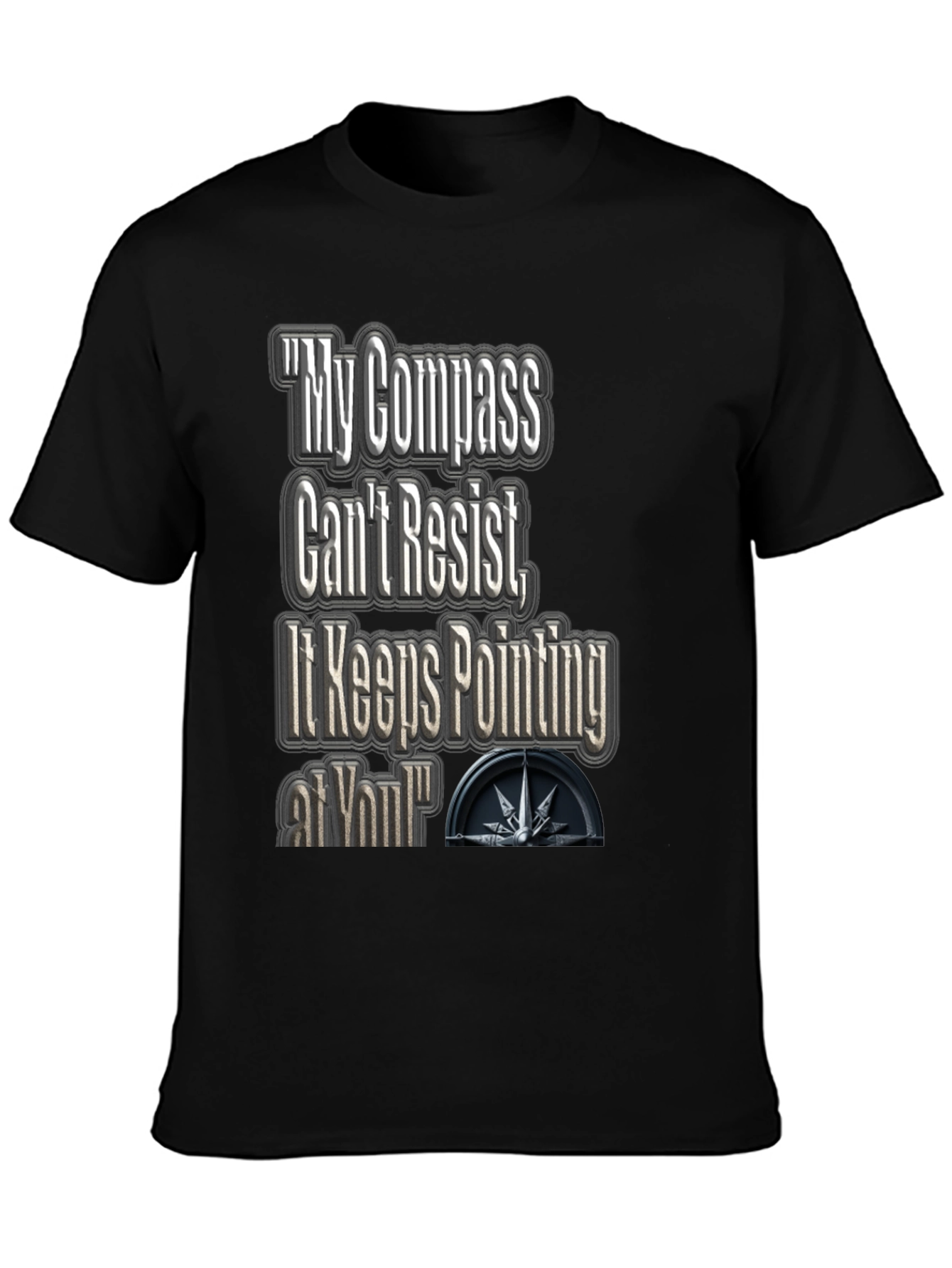Black Compass Pointing Graphic T-Shirt view 3