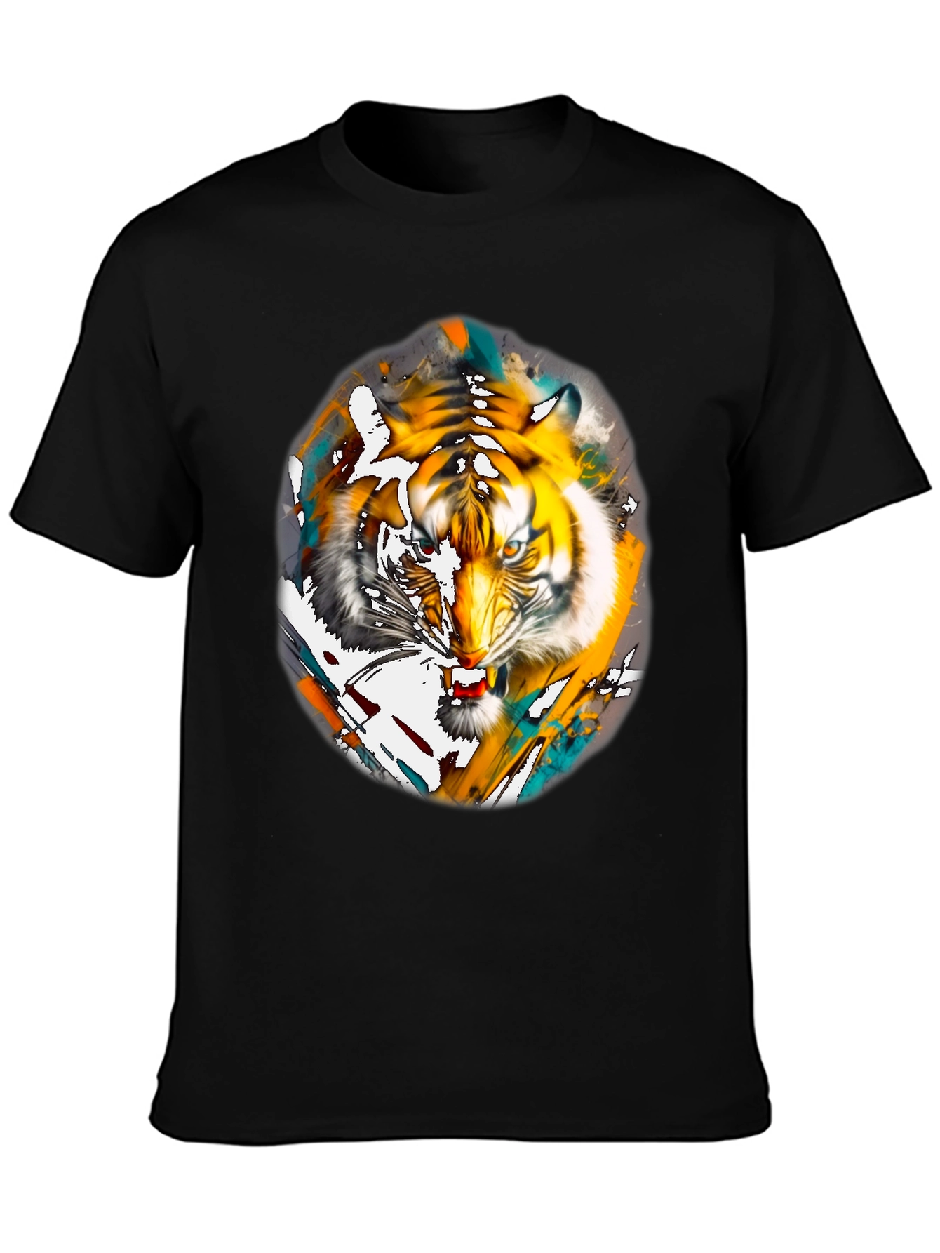 Black Tiger Graphic Print Black T-Shirt view 3