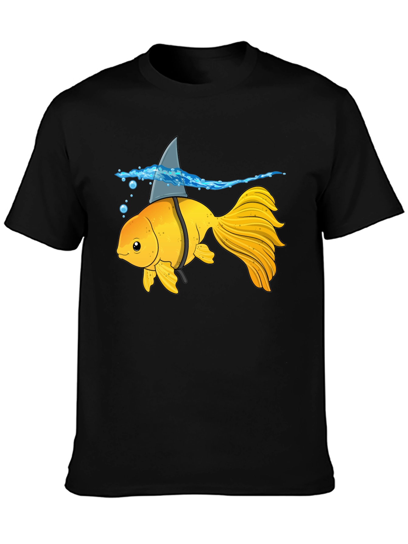 Black Goldfish Shark Fin Humor T-Shirt view 3