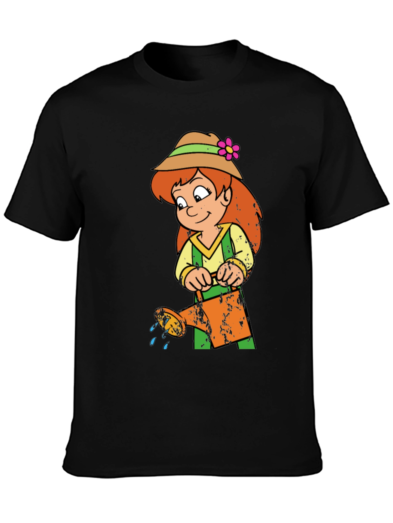 Black Cartoon Gardener Graphic T-Shirt view 3