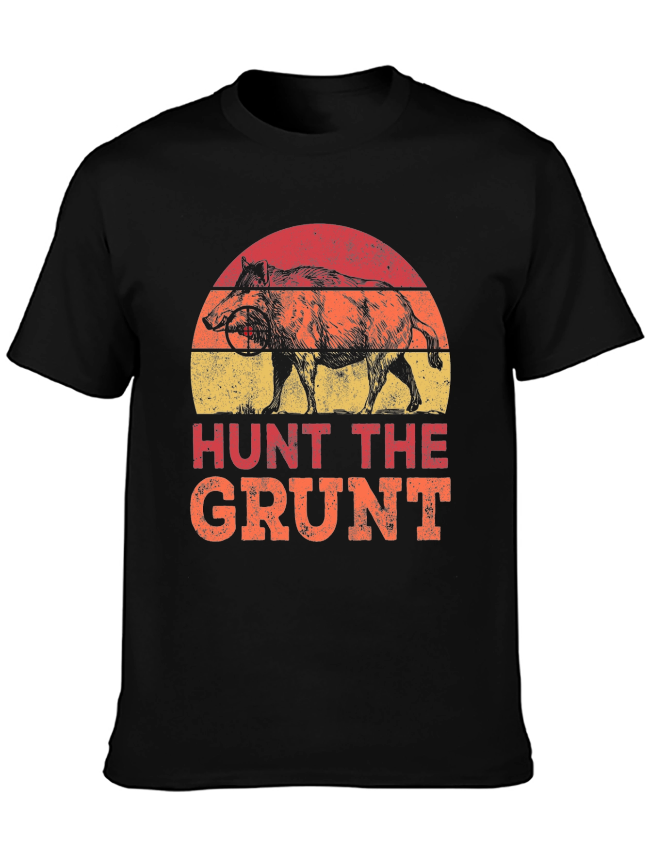 Black Hunt the Grunt T-Shirt - Wild Boar Hunter Tee view 3