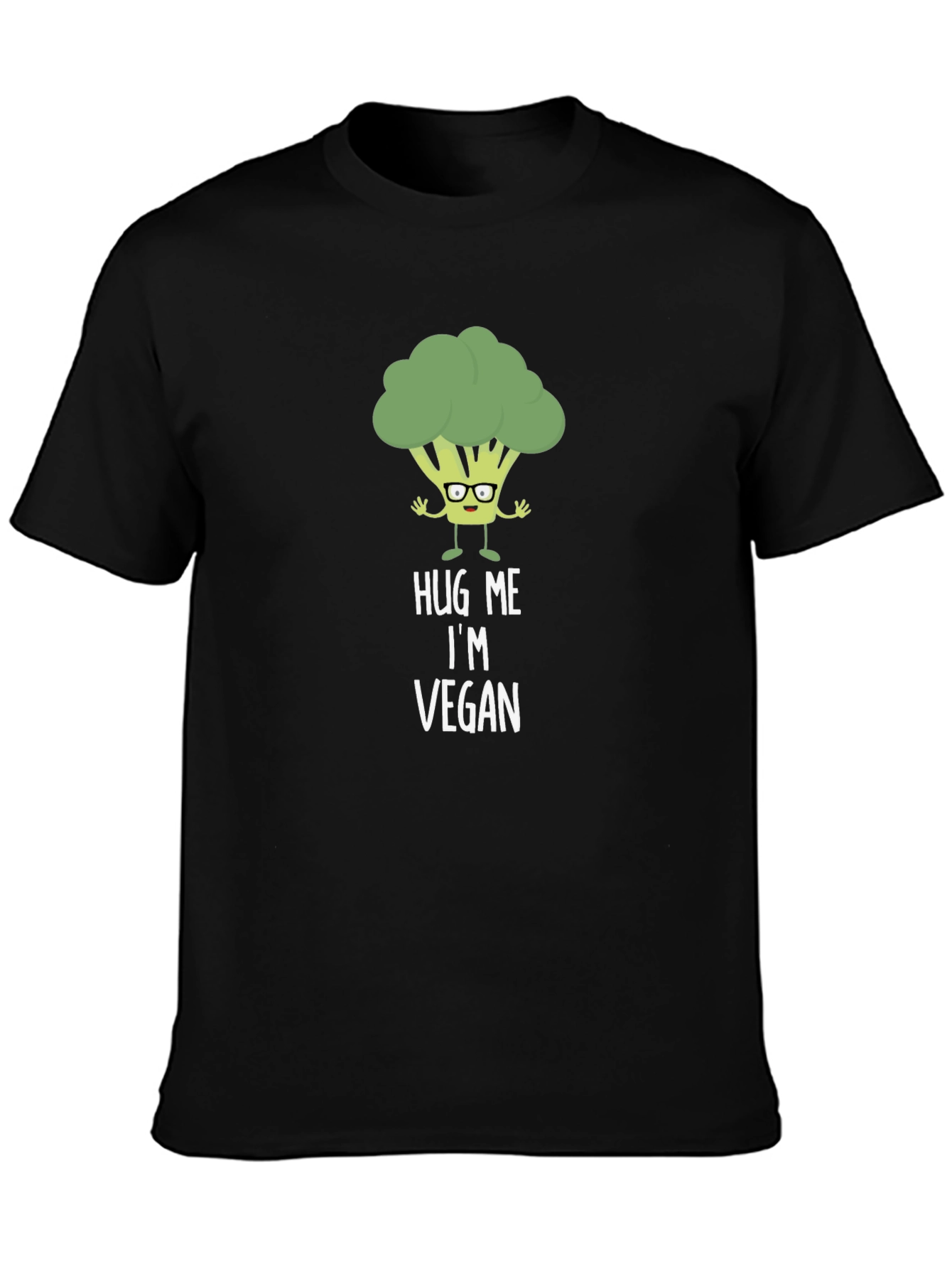 Black Vegan Broccoli Graphic Tee - Hug Me I'm Vegan view 3