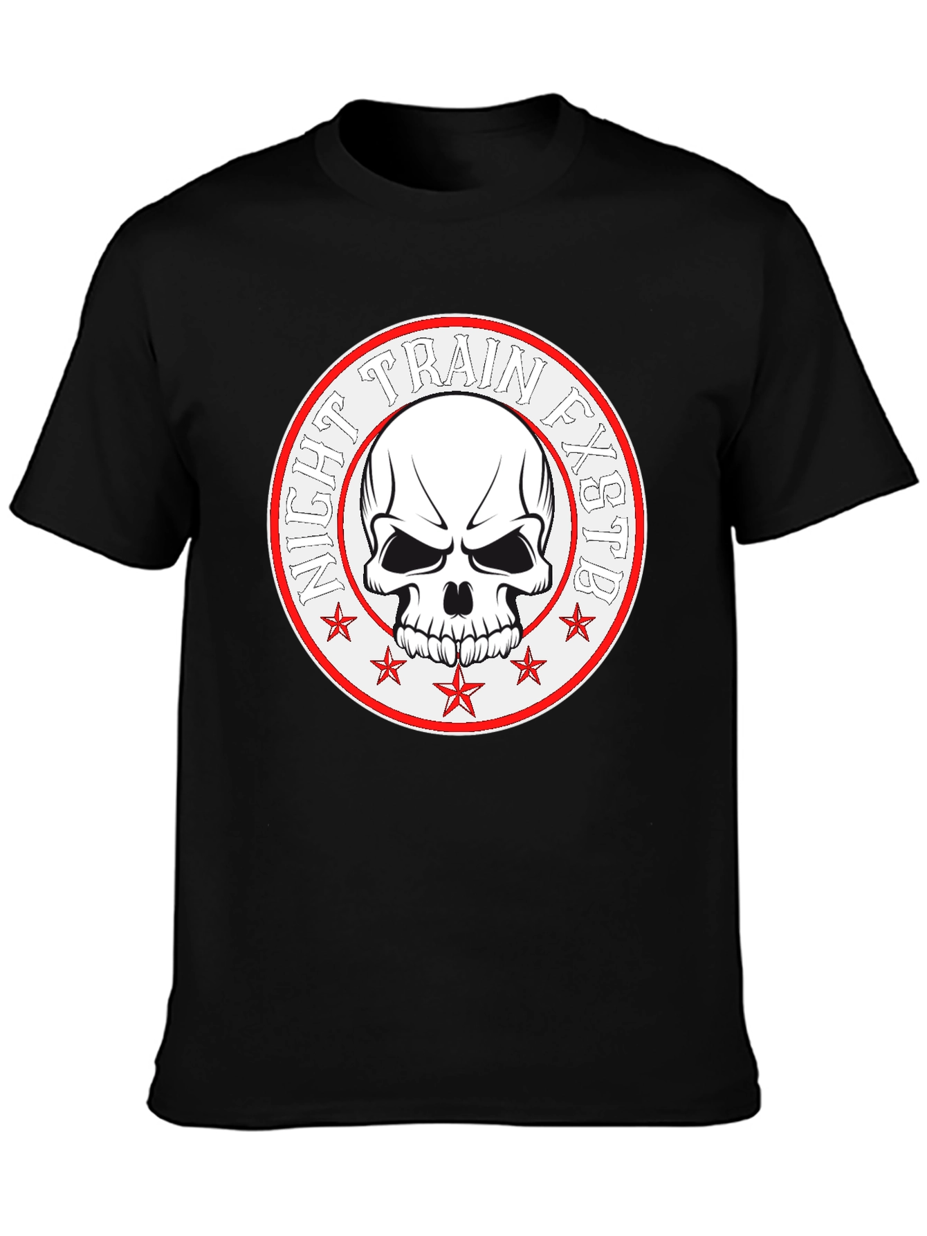 Black Night Train FXSTB Skull Graphic T-Shirt view 3