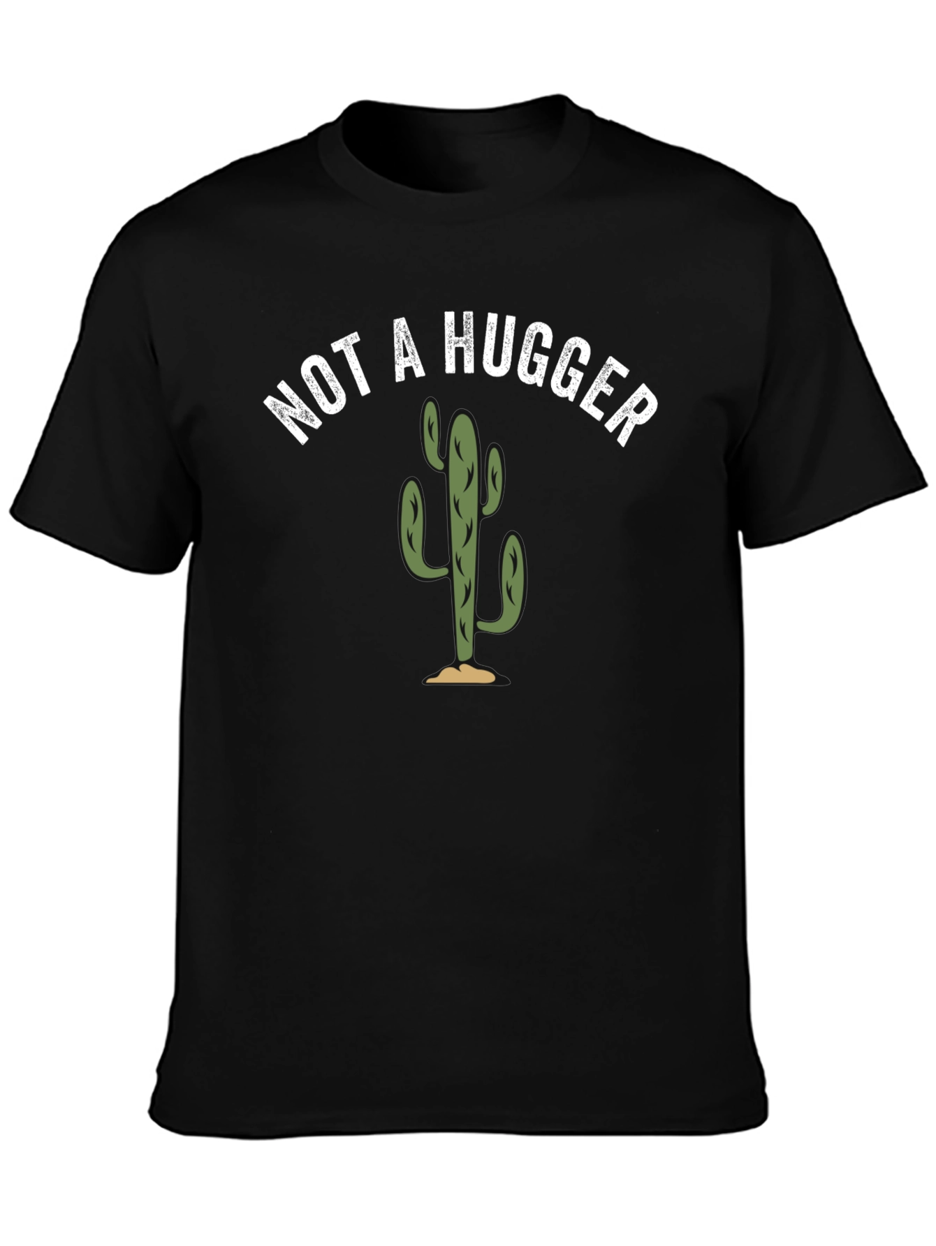 Black Not a Hugger Cactus Graphic Tee - Soft Cotton Blend view 3