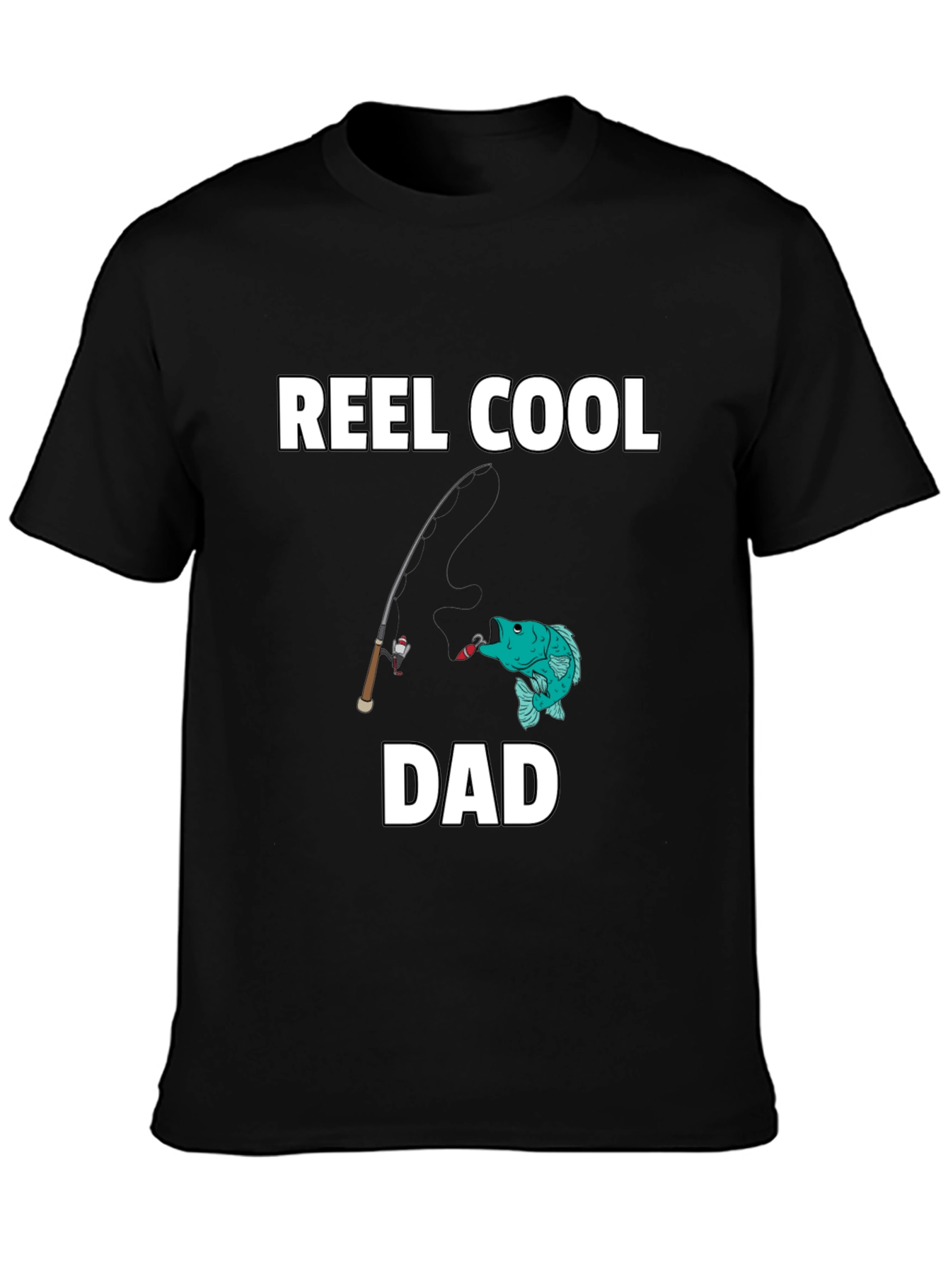 Black Reel Cool Dad T-Shirt - Fishing Graphic Tee view 3