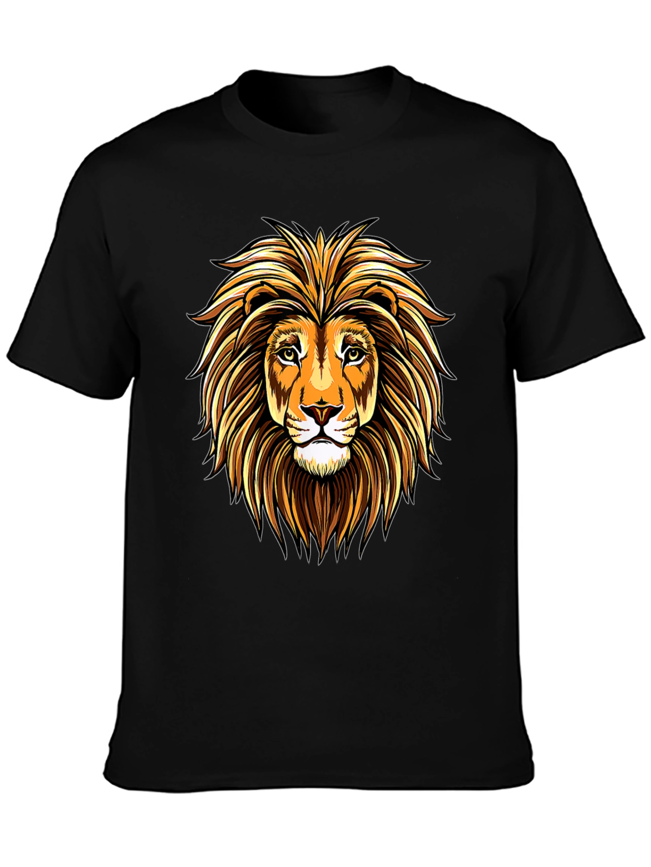 Black Lion Head Graphic Tee - Mens Black T-Shirt view 3