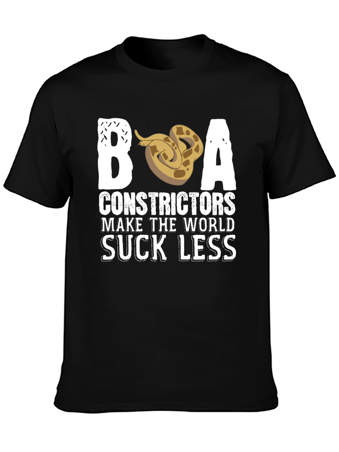 Black Boa Constrictors Make the World Suck Less T-Shirt view 3