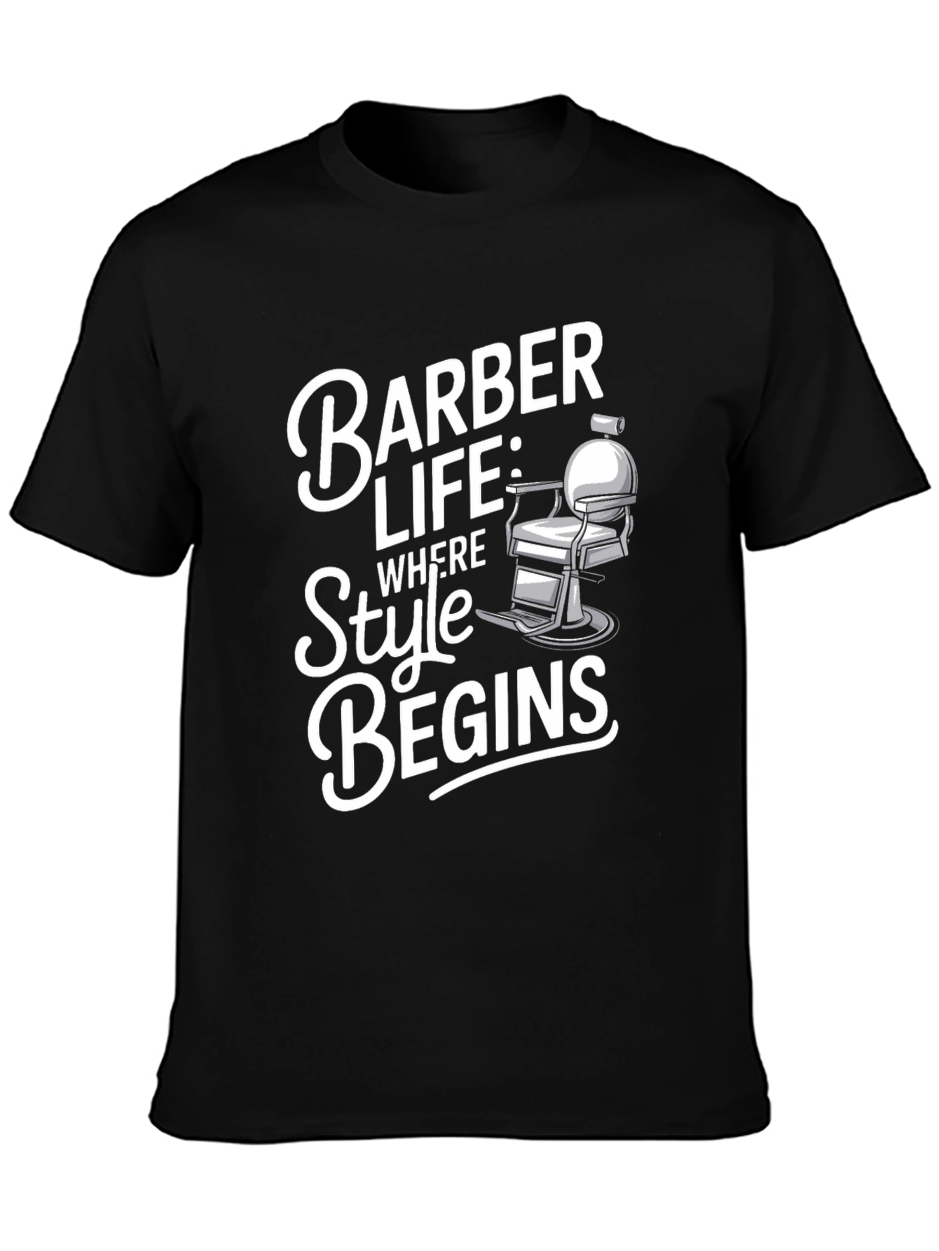 Black Barber Life T-Shirt - Style Begins view 3