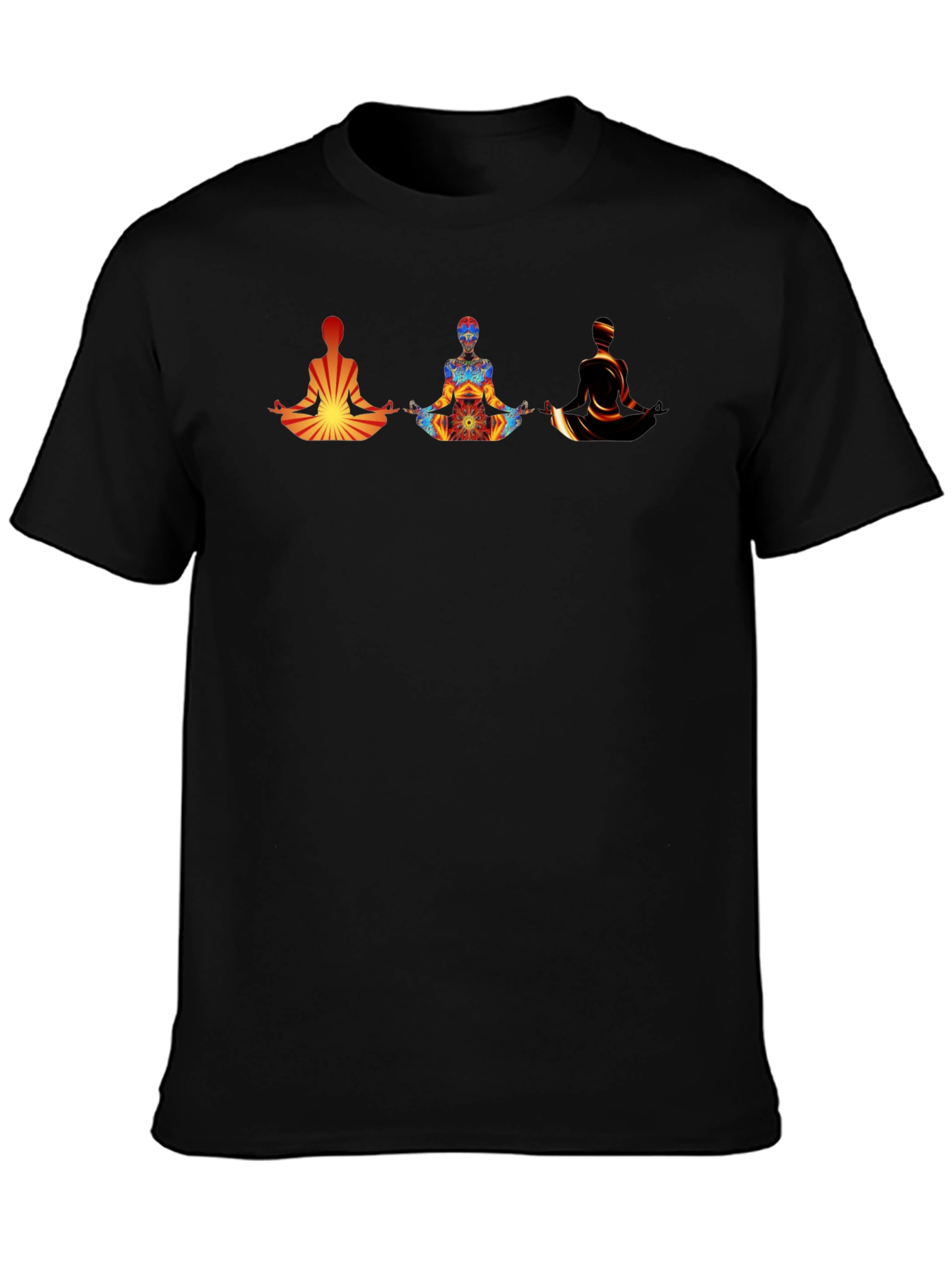 Black Meditating Figures Graphic Tee - Men's Black T-Shirt view 3