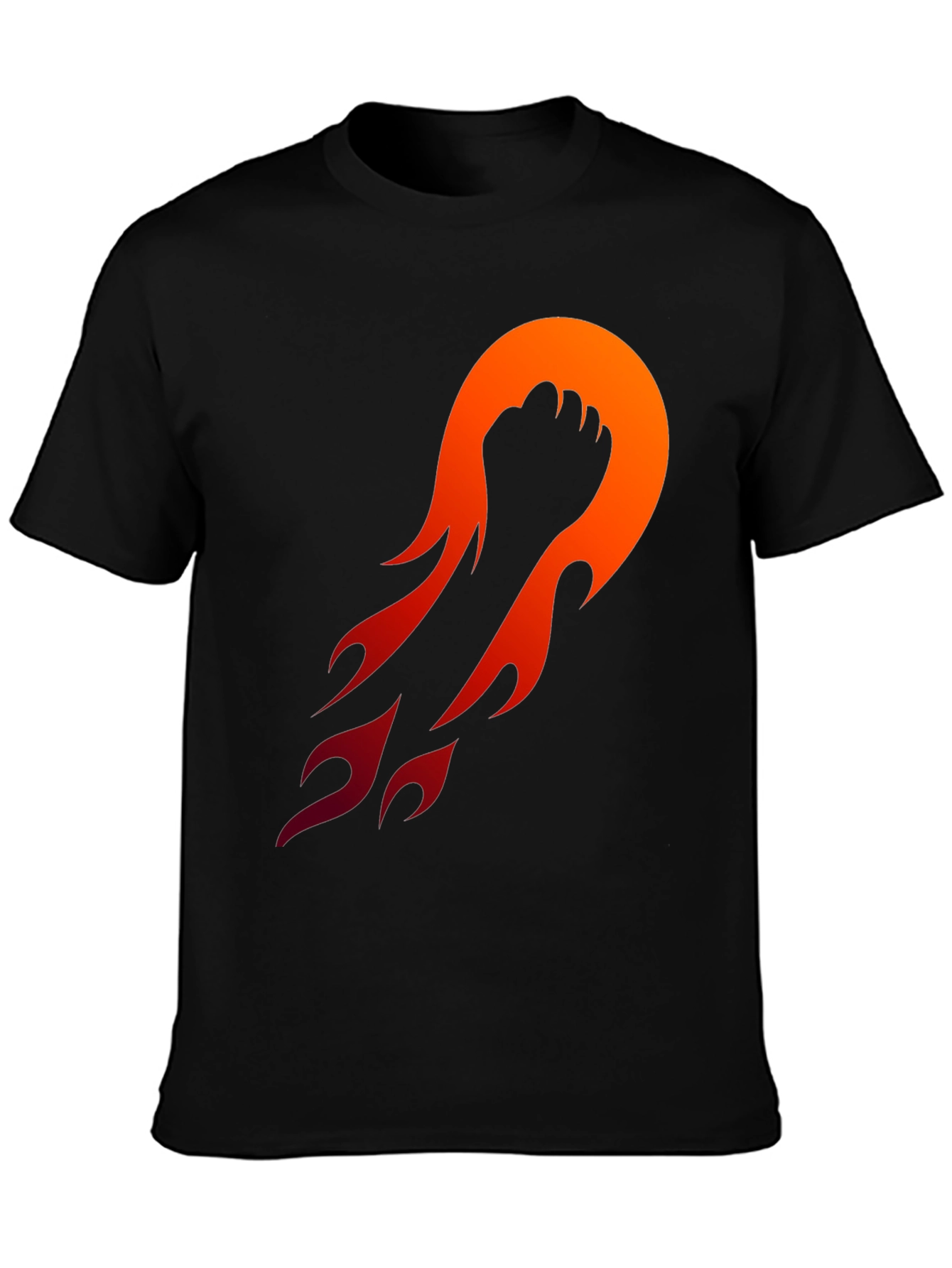 Black Fiery Fist Graphic Tee - Black Cotton Blend view 3
