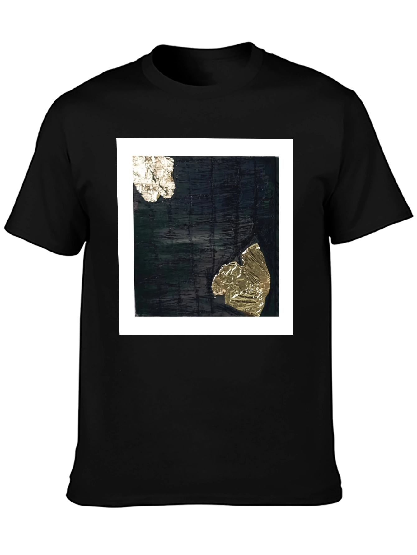 Black Abstract Art Tee - Black Cotton Crew Neck T-Shirt view 3