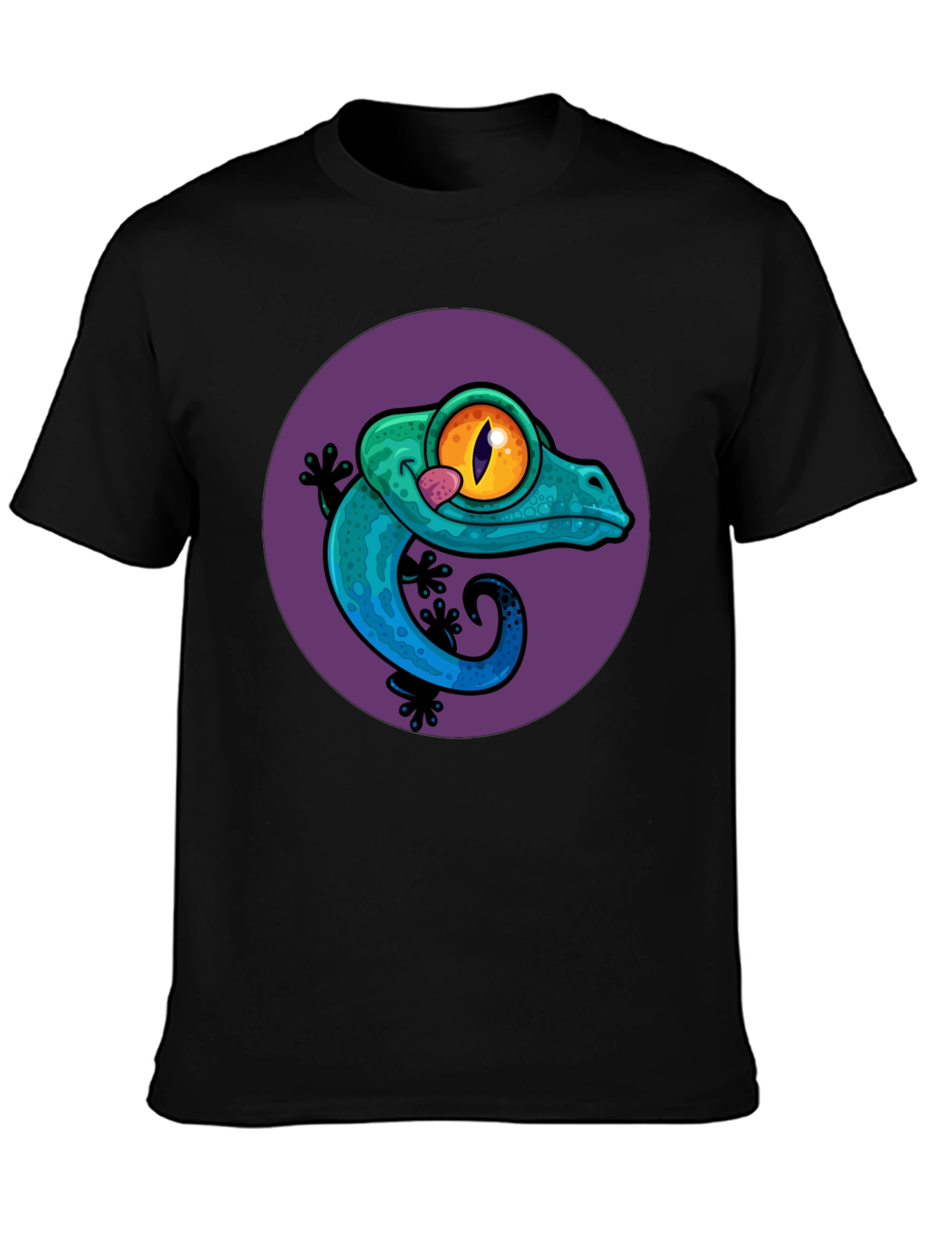 Black Gecko Graphic Tee - Cool Lizard Design T-Shirt view 3
