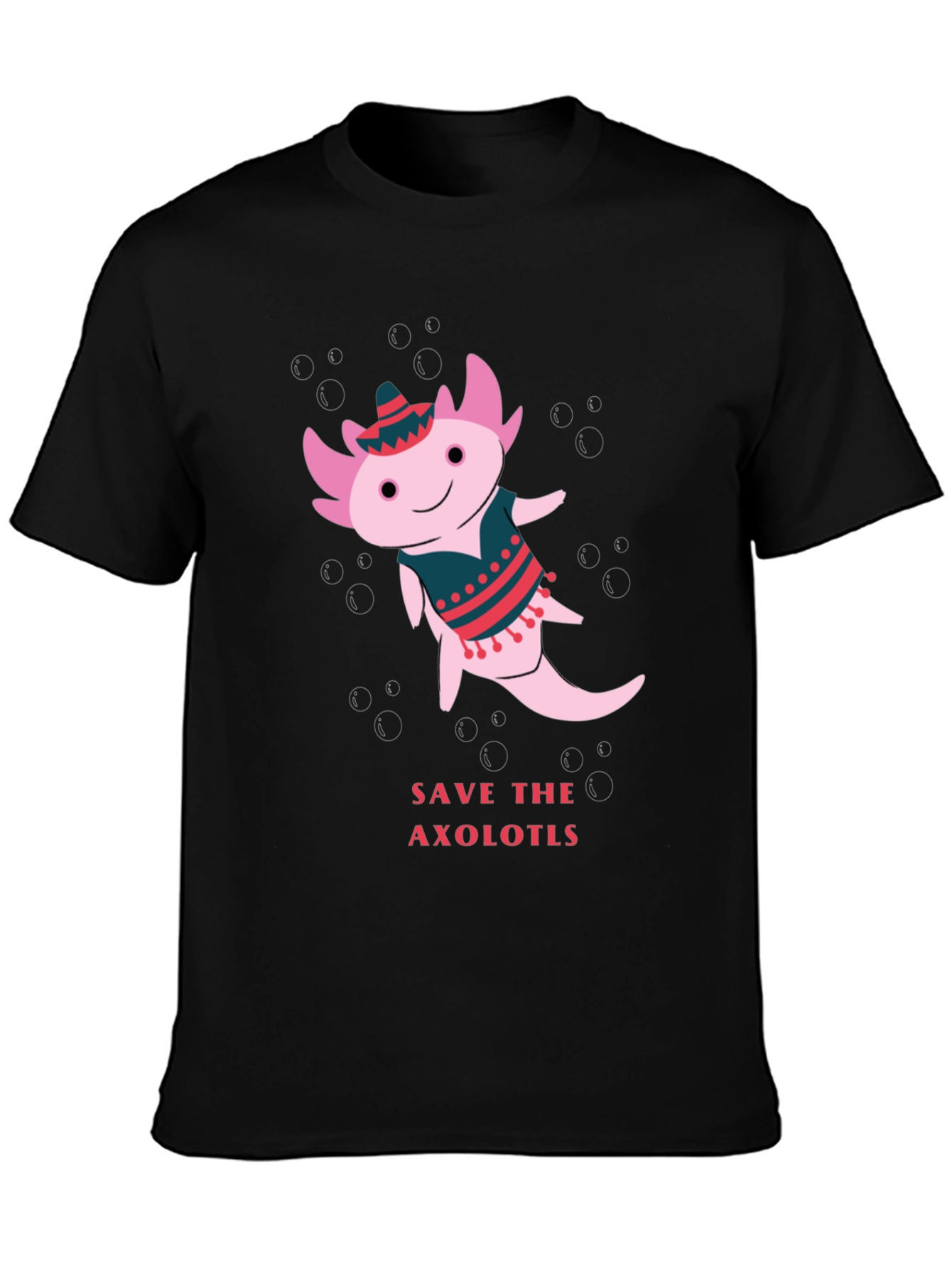 Black Save the Axolotls T-Shirt view 3