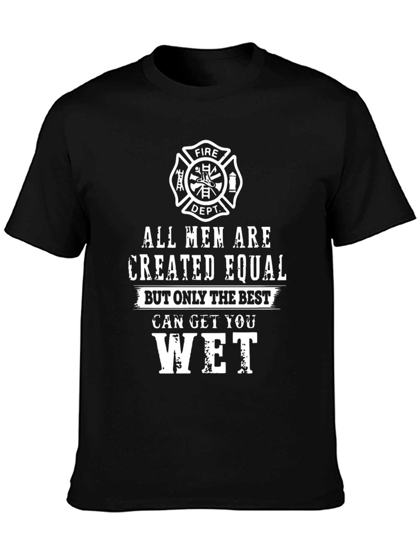 Black Firefighter T-Shirt - All Men Are Created Equal view 3