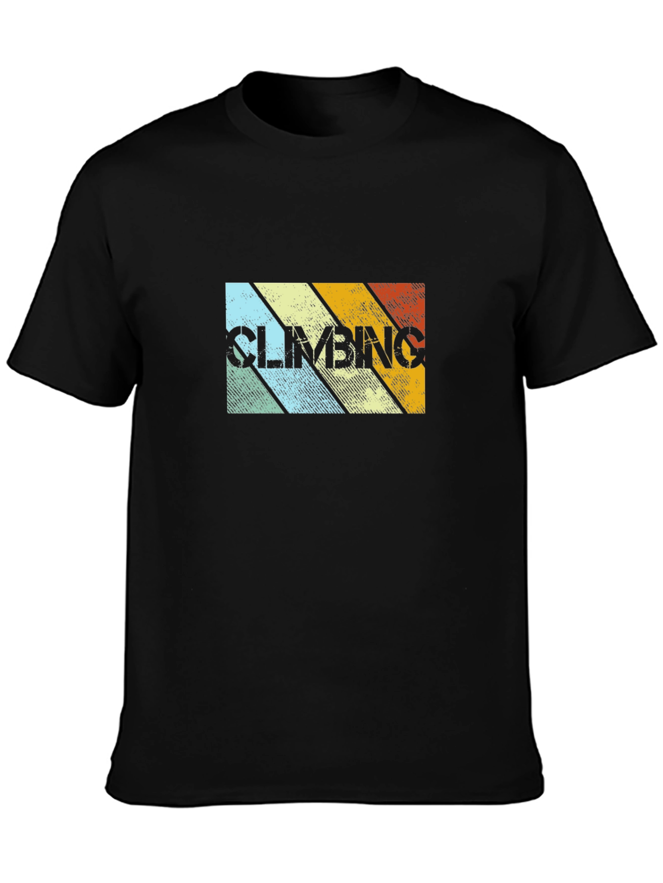 Black Retro Climbing Stripes T-Shirt - Black view 3