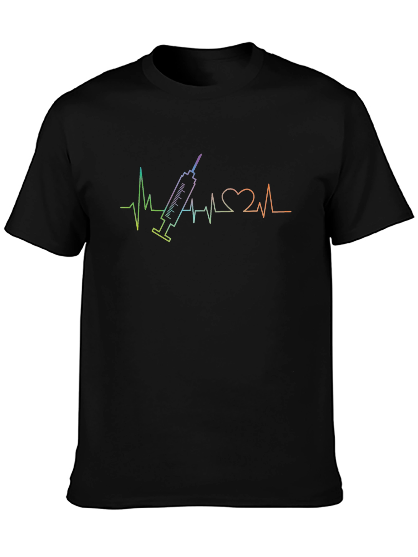 Black Vaccine Heartbeat Graphic Tee - Black view 3