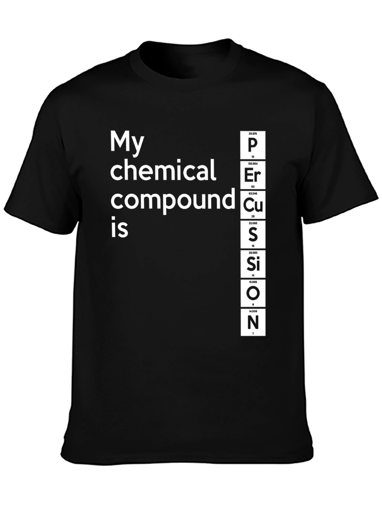 Black Periodic Table Elements Funny T-Shirt view 3
