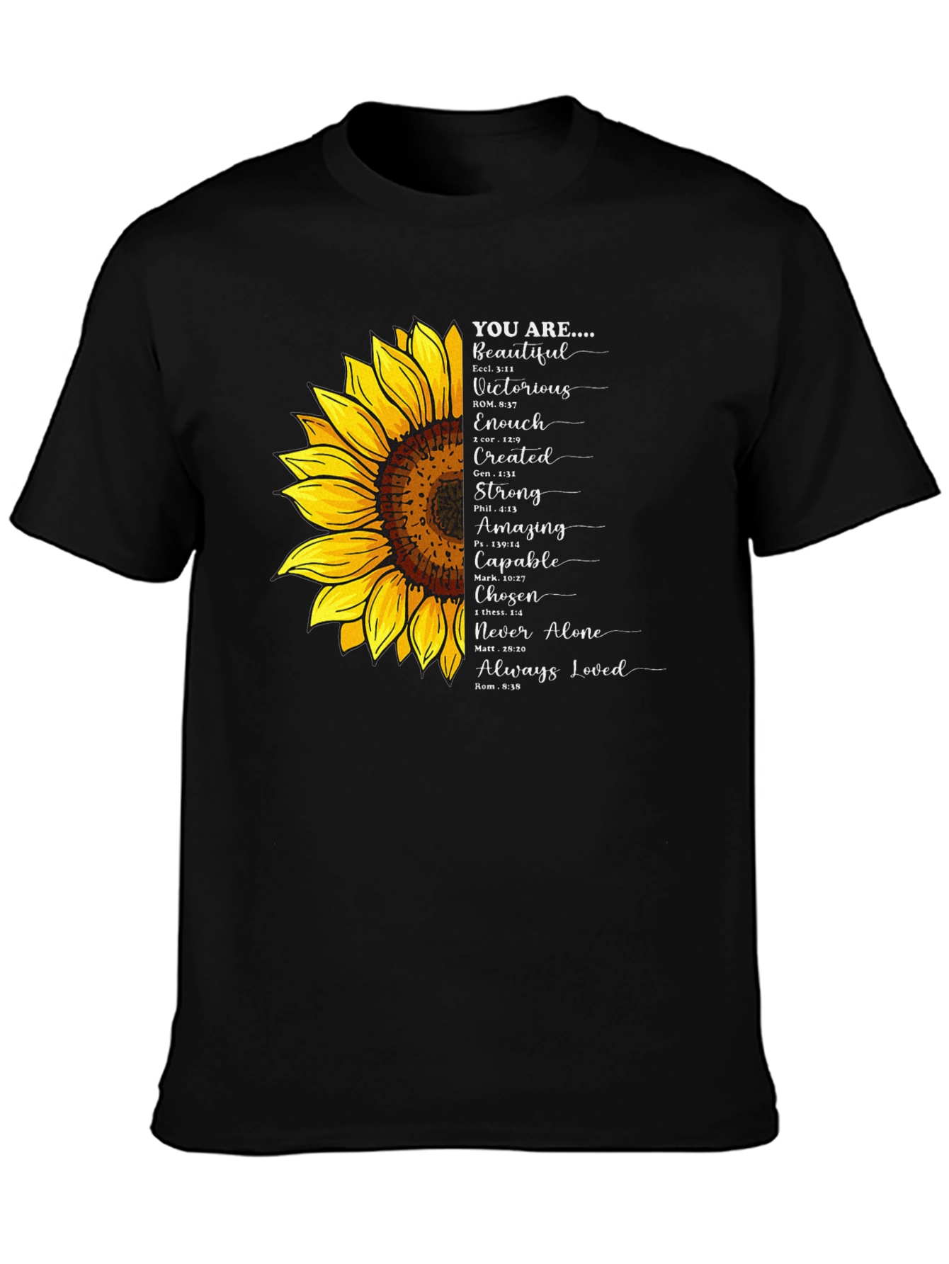 Black Inspirational Sunflower Graphic Tee - You Are... view 3