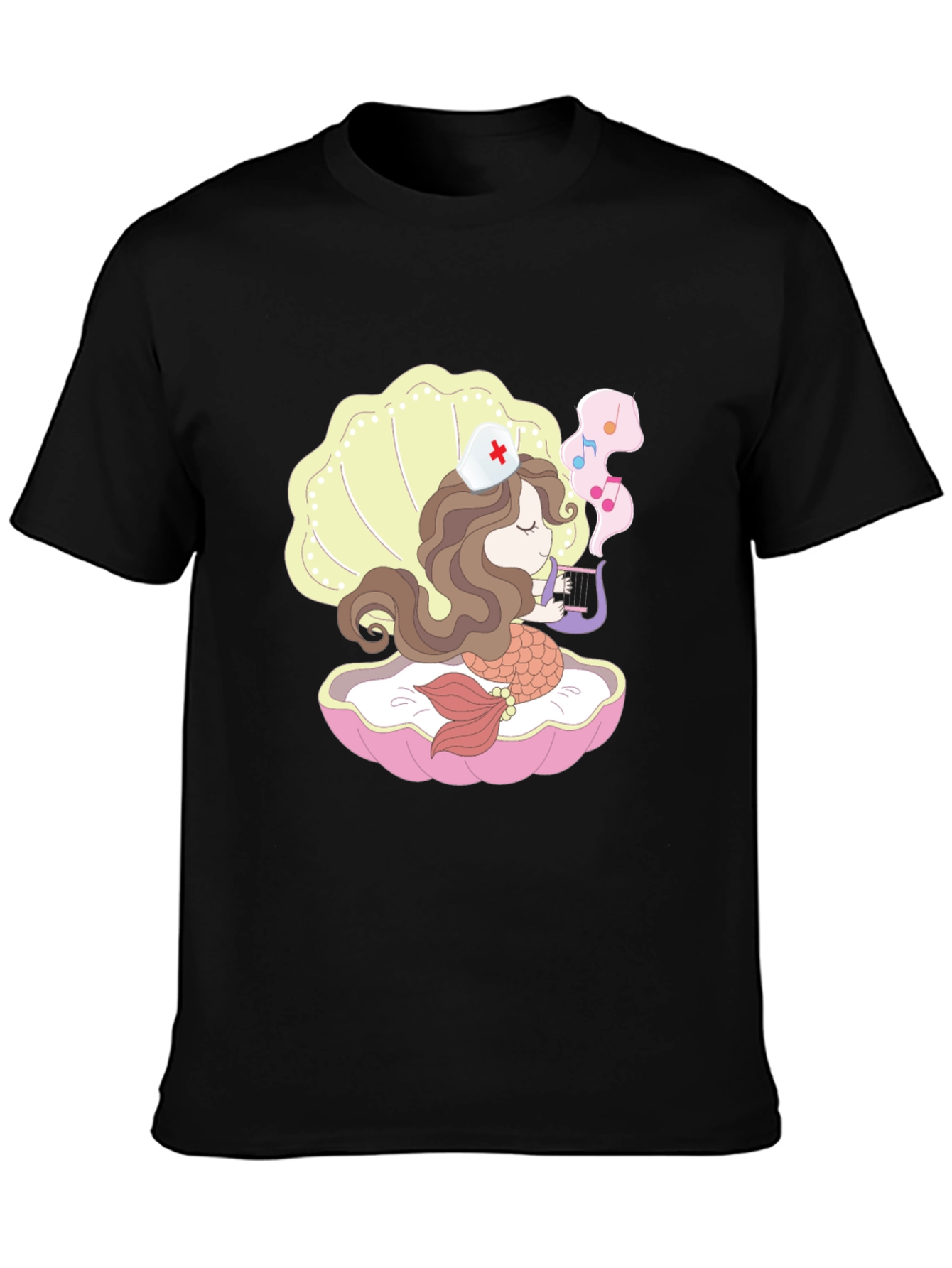 Black Mermaid Nurse T-Shirt view 3