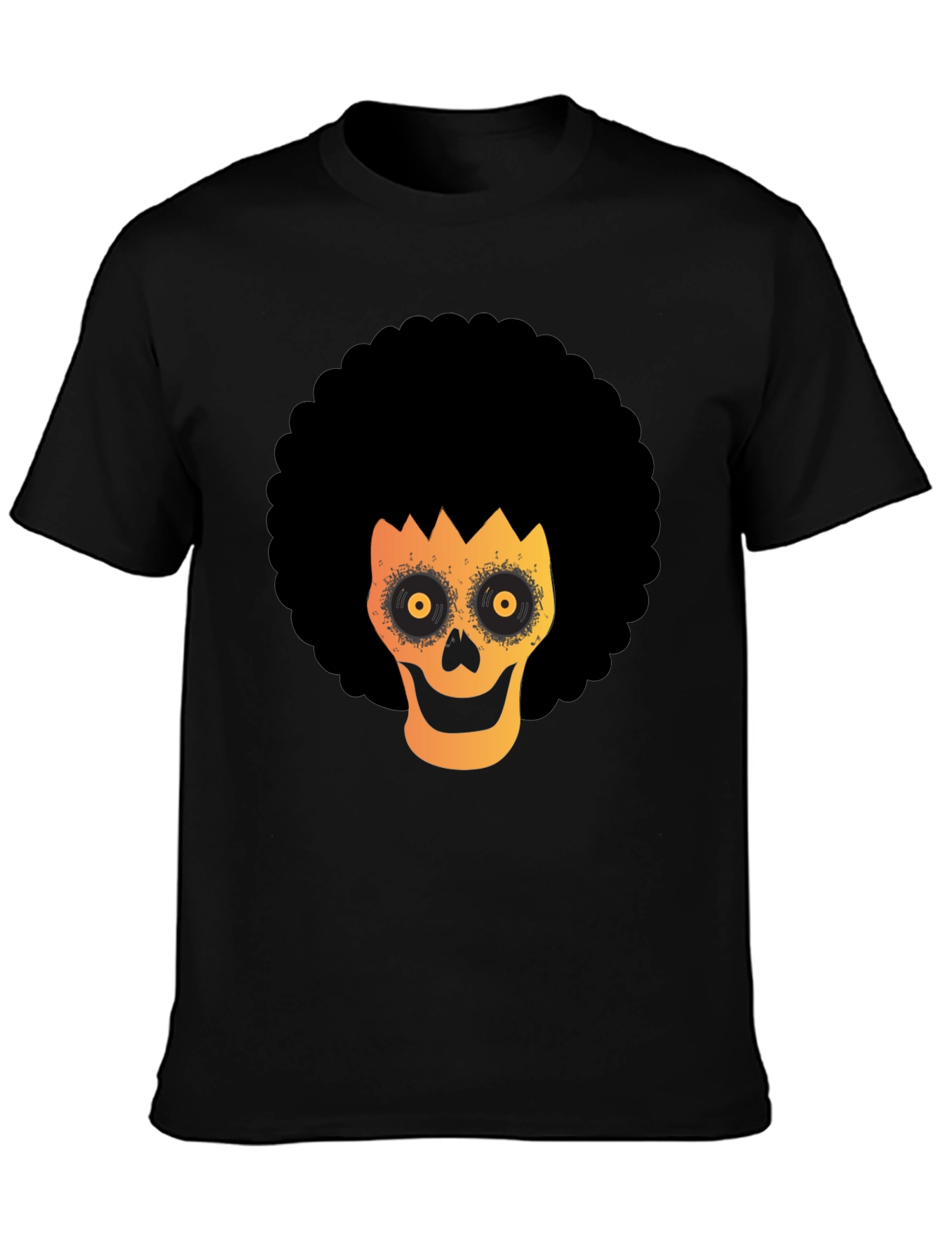 Black Afro Skull Graphic Tee - Spooky Fun! view 3
