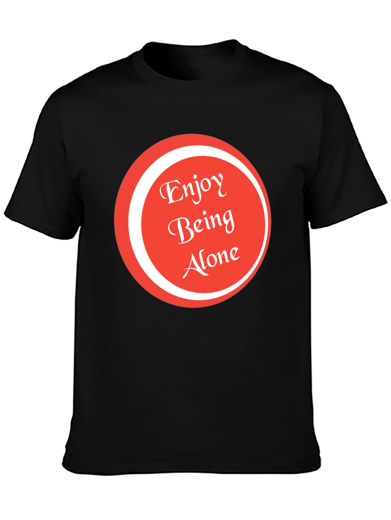 Black Enjoy Being Alone Graphic Tee - Soft Cotton view 3