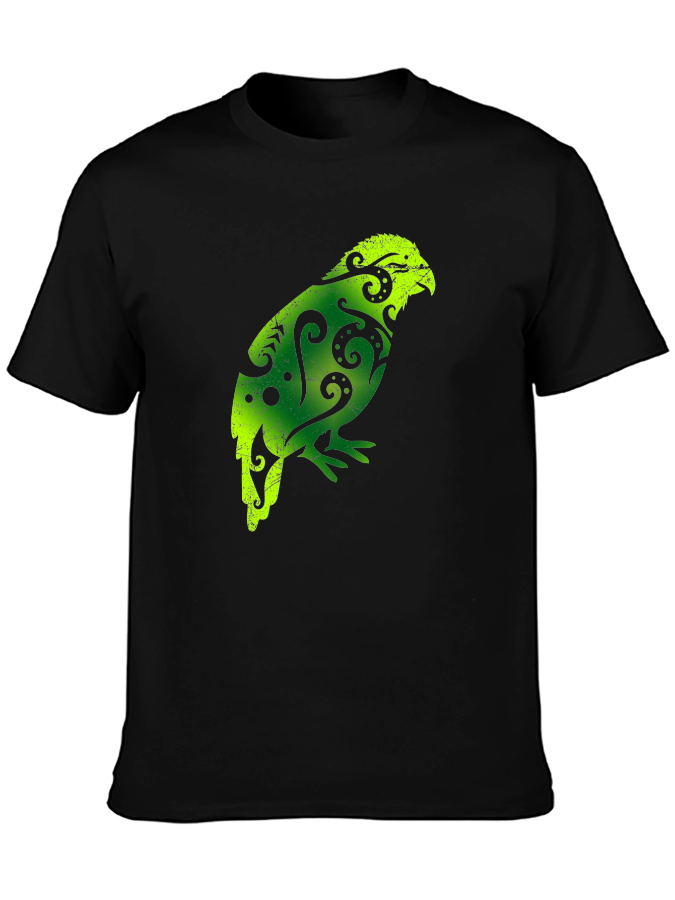 Black Tribal Bird Graphic Tee - Men's Black T-Shirt view 3