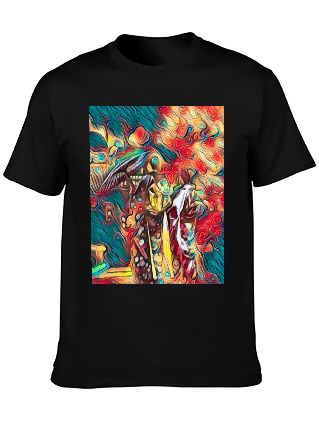Black Abstract Art Graphic Tee - Vivid Colors, Unique Design view 3