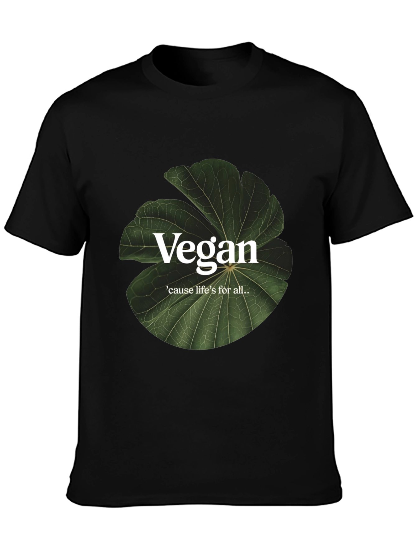 Black Vegan Life T-Shirt - Cause Life's For All - Plant-Based Style view 3