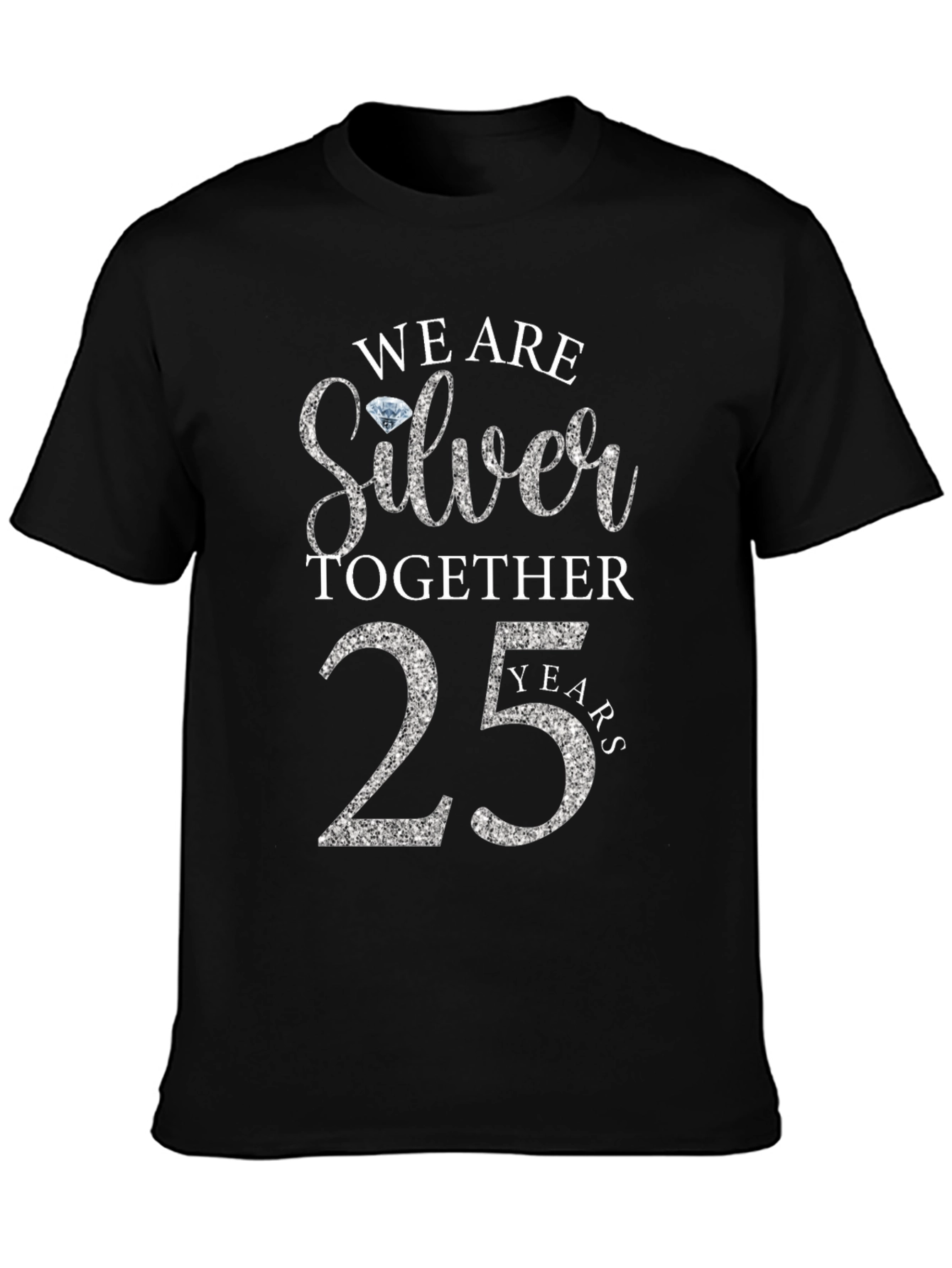 Black Silver Anniversary 25 Years T-Shirt view 3