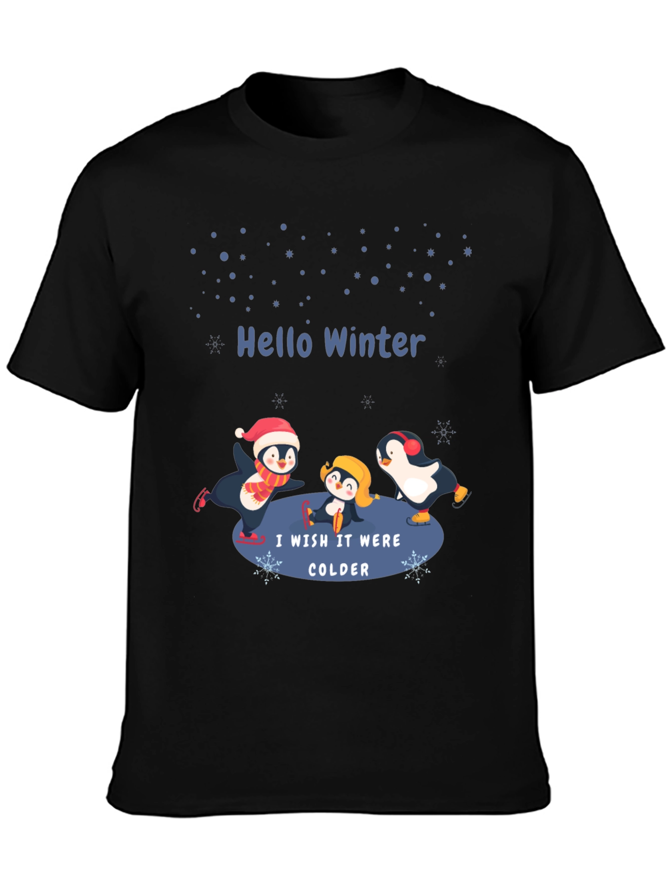 Black Winter Penguin Graphic T-Shirt view 3