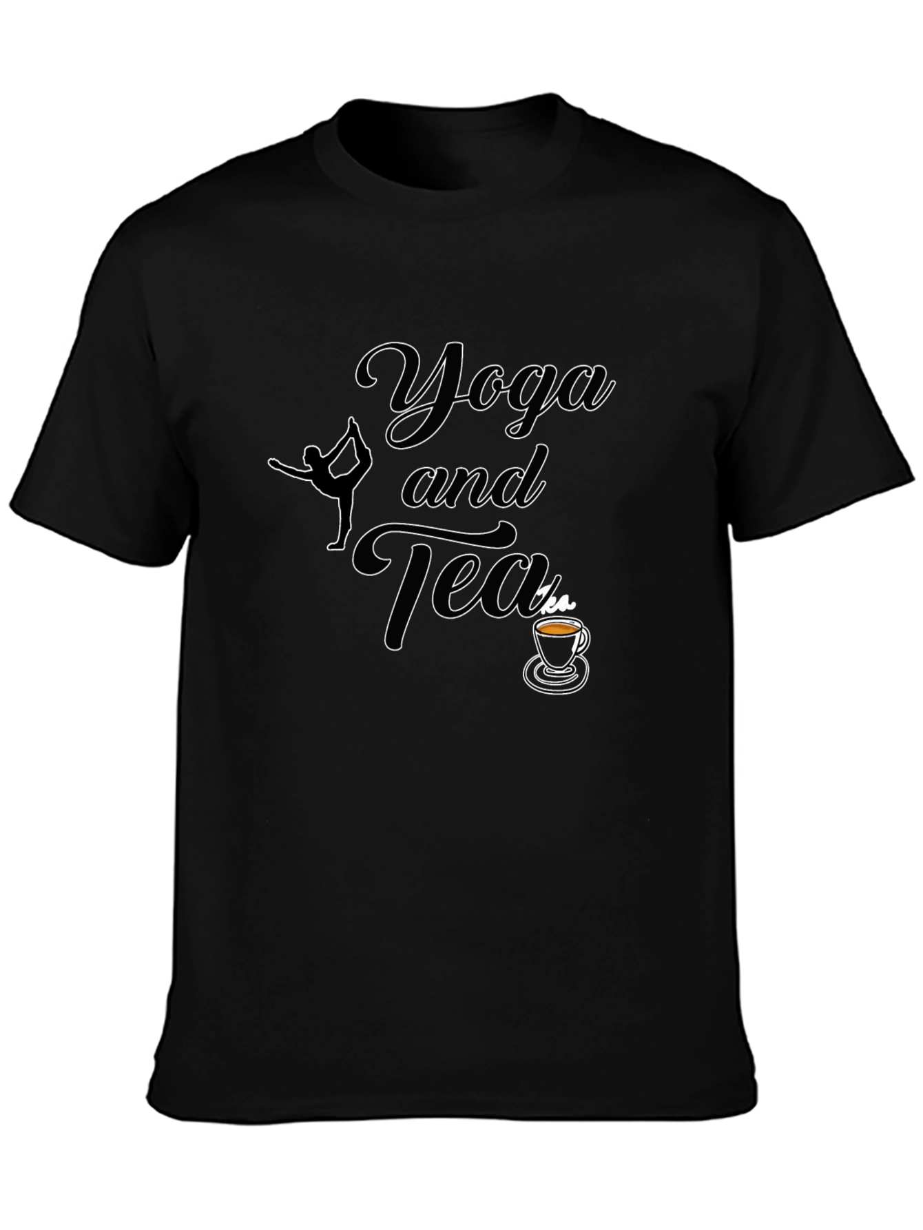 Black Yoga and Tea Graphic T-Shirt - Soft Cotton Blend view 3