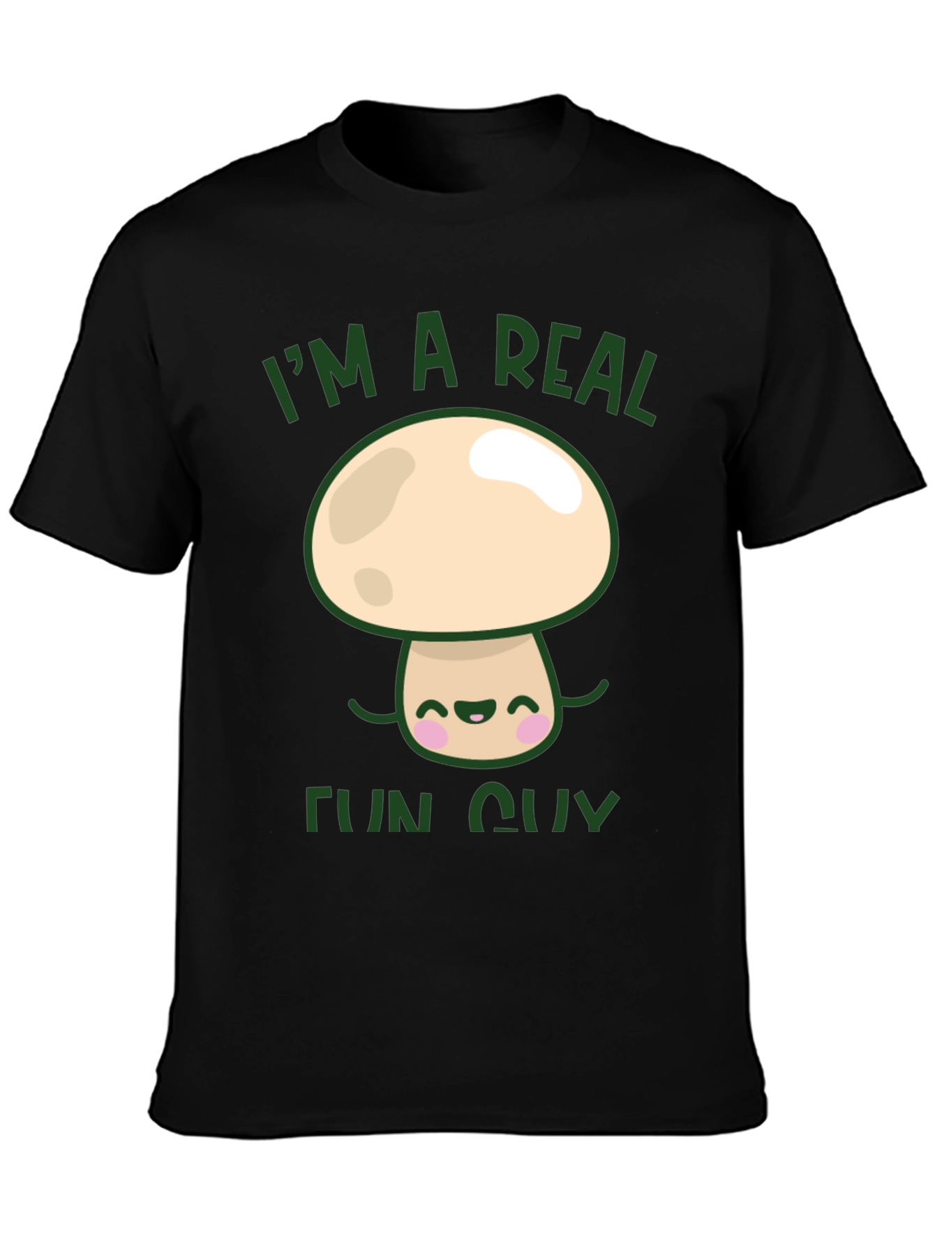 Black I'm a Real Fun Guy T-Shirt - Mushroom Graphic Tee view 3