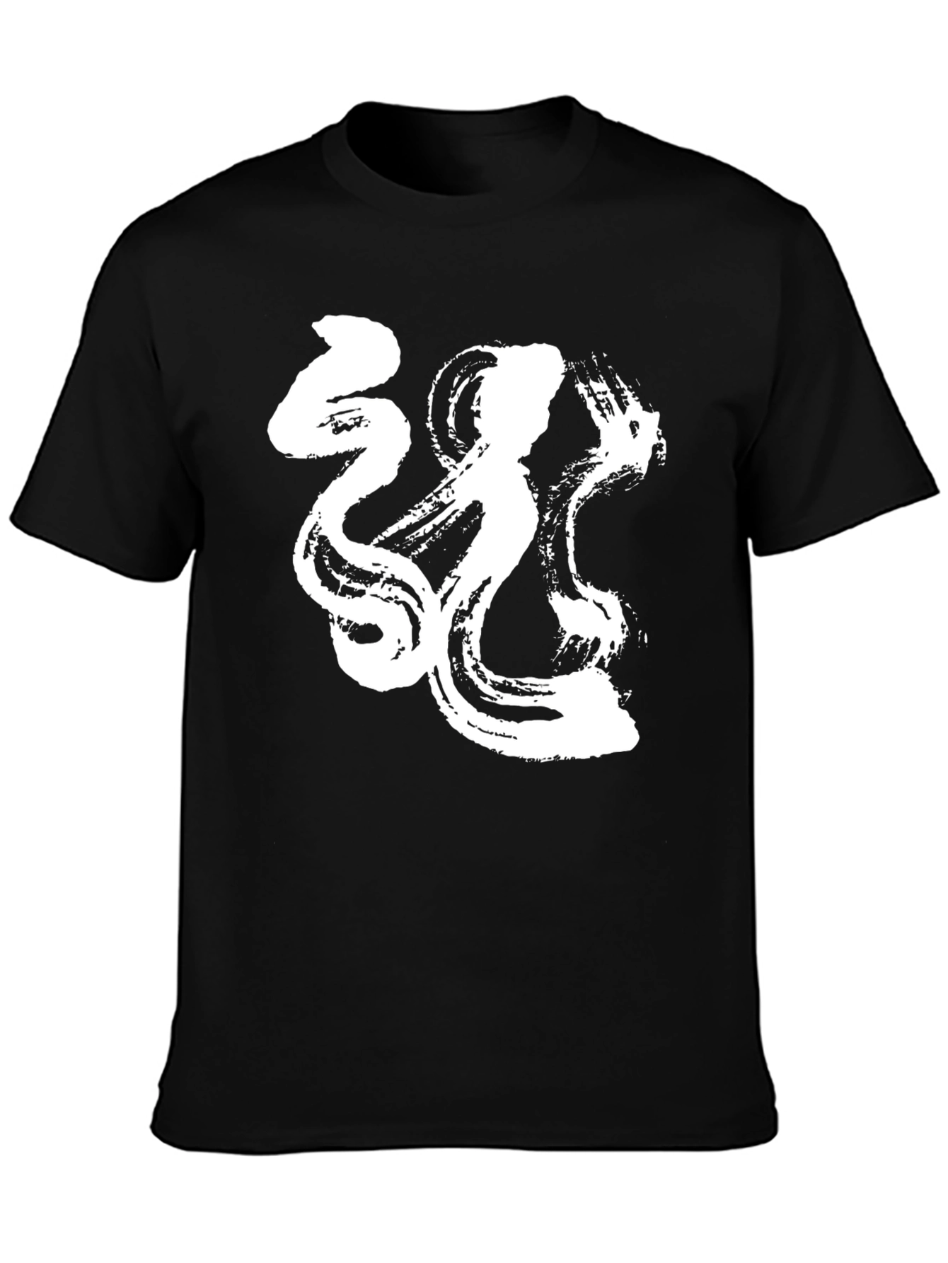 Black Abstract White Graphic Print Black T-Shirt view 3