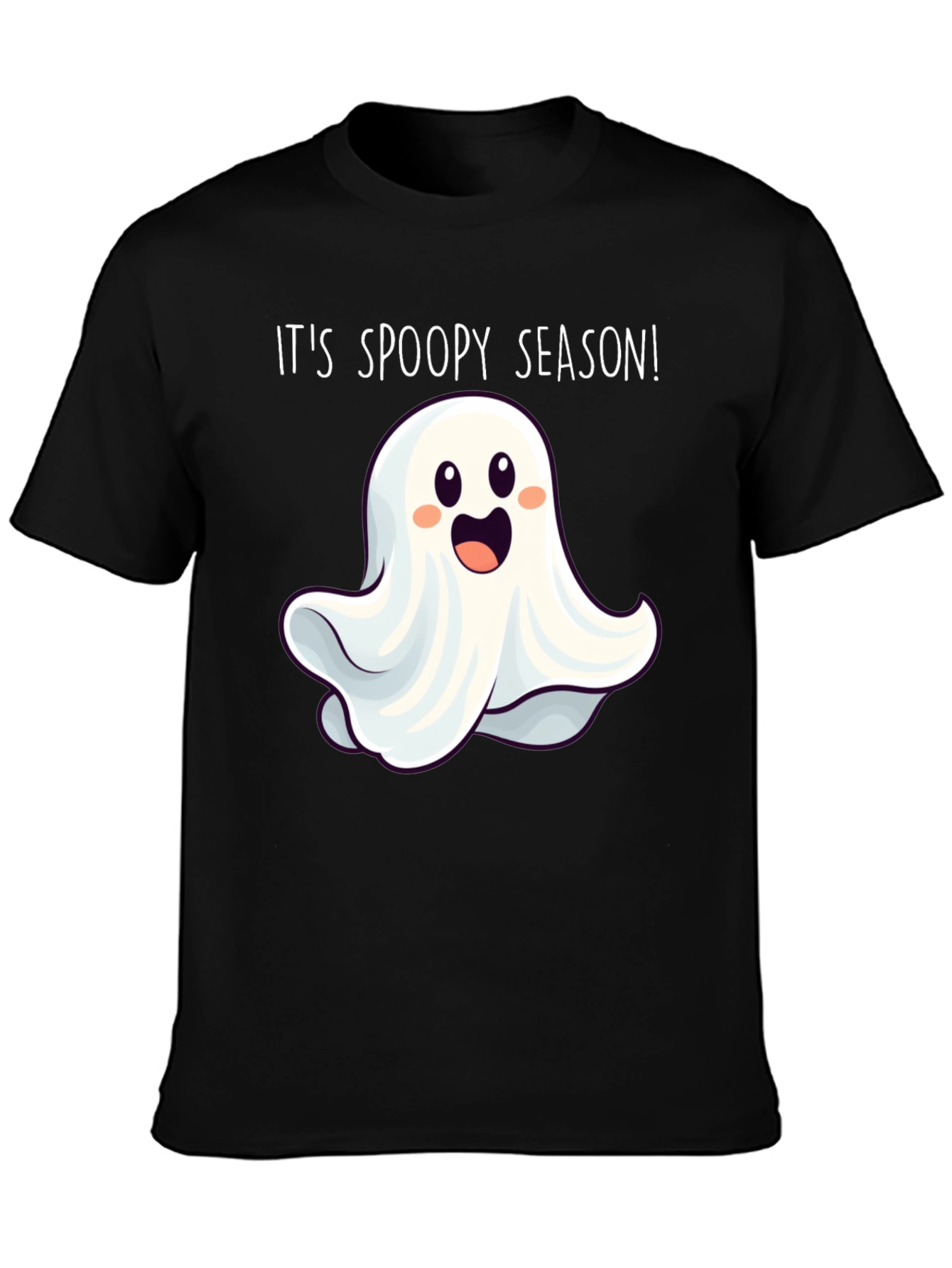 Black Spoopy Season Ghost T-Shirt view 3