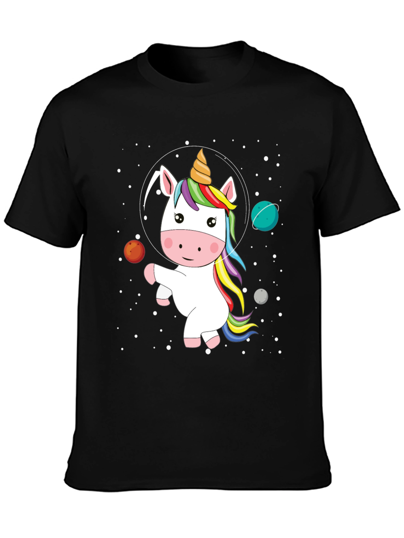 Black Unicorn in Space Graphic Tee view 3