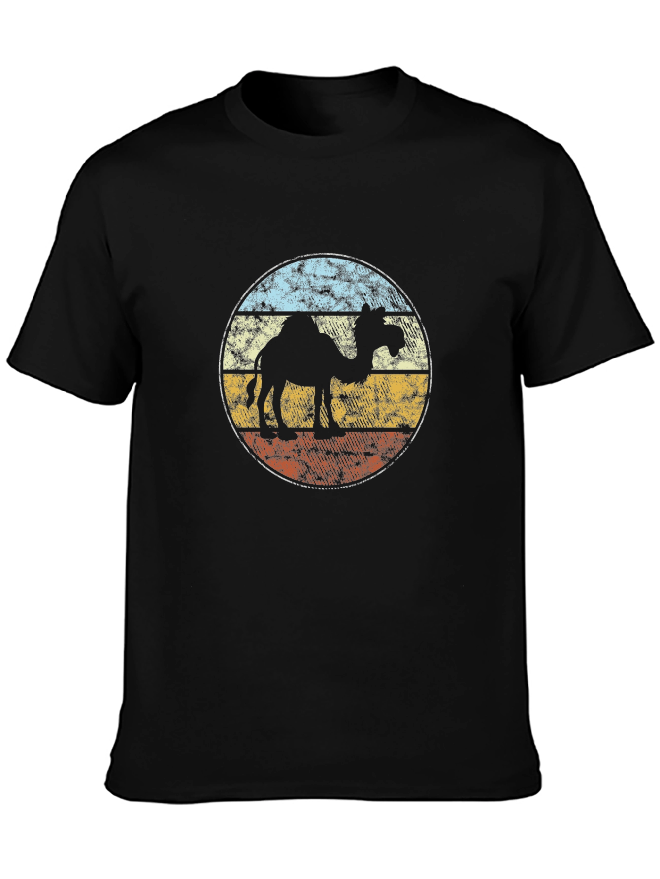 Black Retro Camel T-Shirt - Vintage Style Desert Graphic Tee view 3