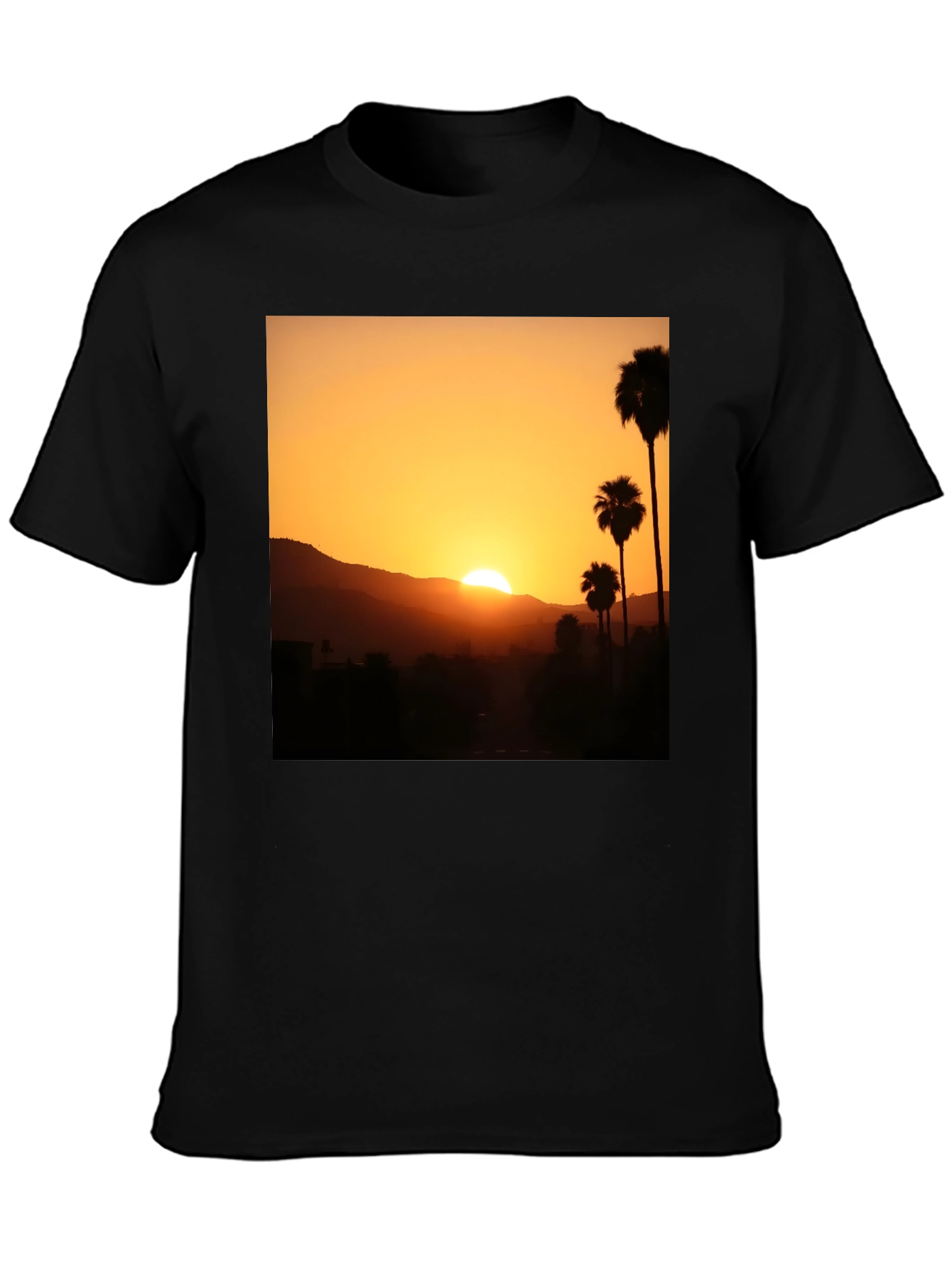 Black Sunset Palm Tree Graphic T-Shirt - Stylish Black Tee view 3