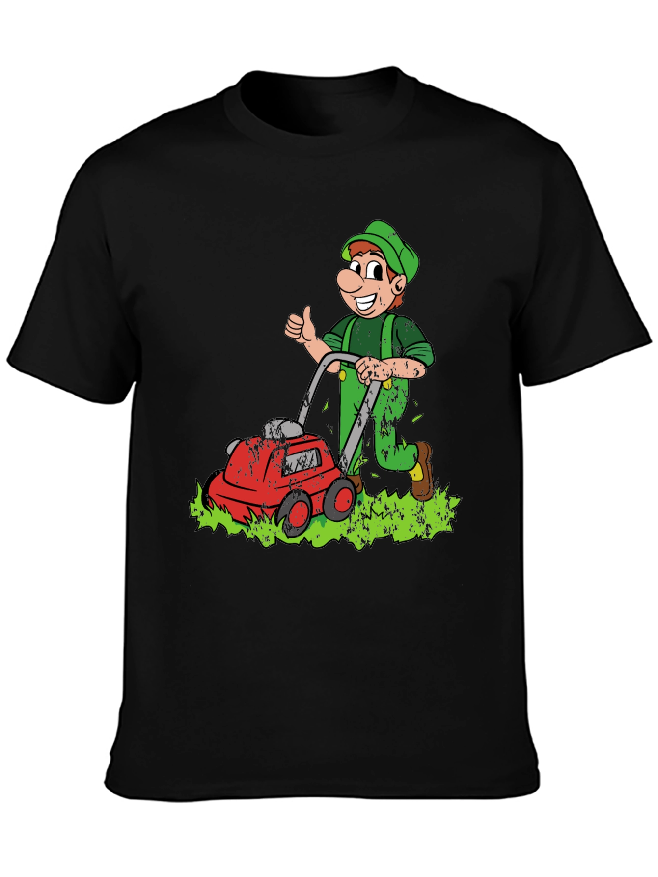 Black Lawn Mower Man Cartoon Graphic T-Shirt view 3