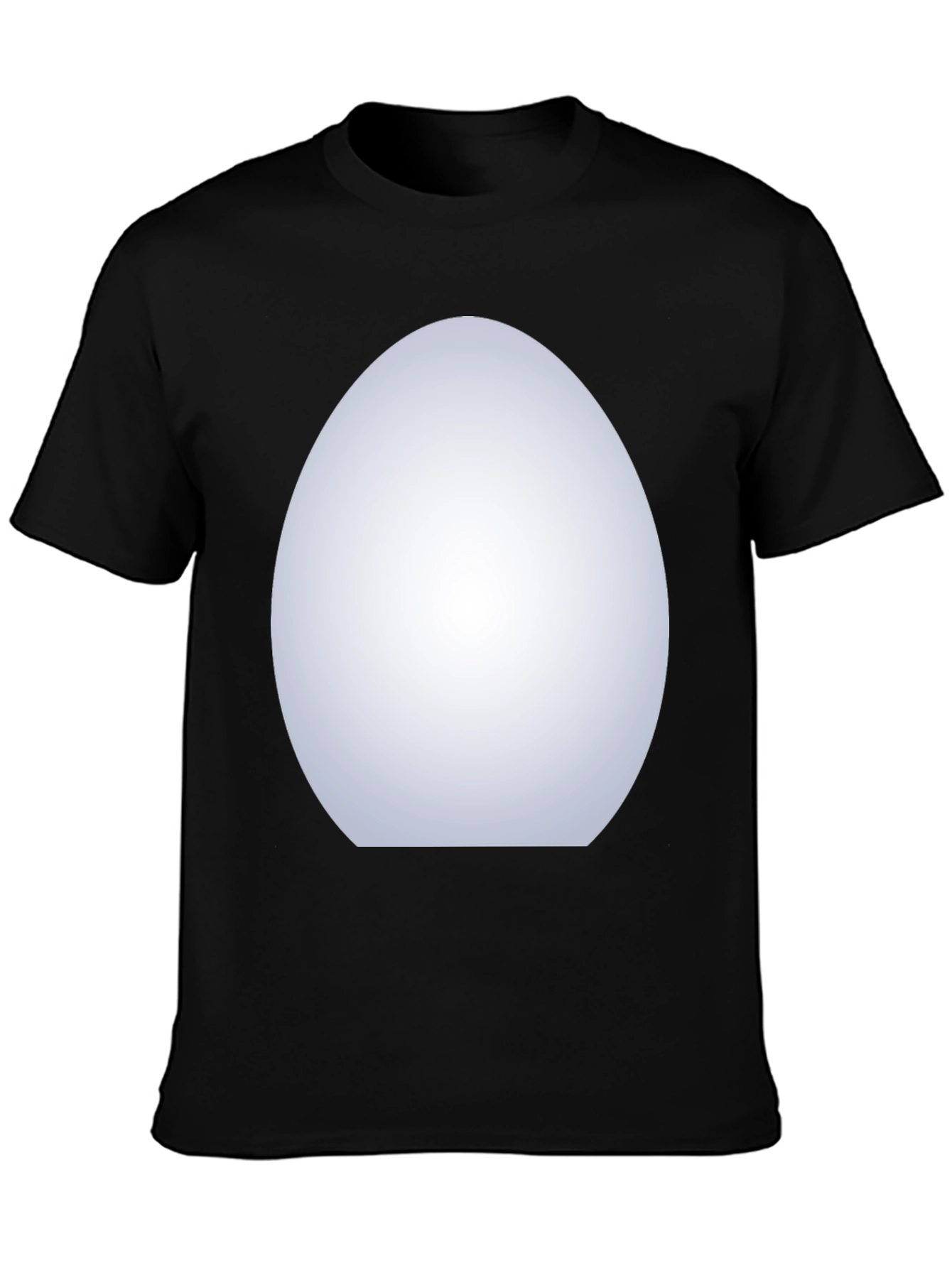 Black Men's Black Crew Neck T-Shirt with White Oval Design view 3