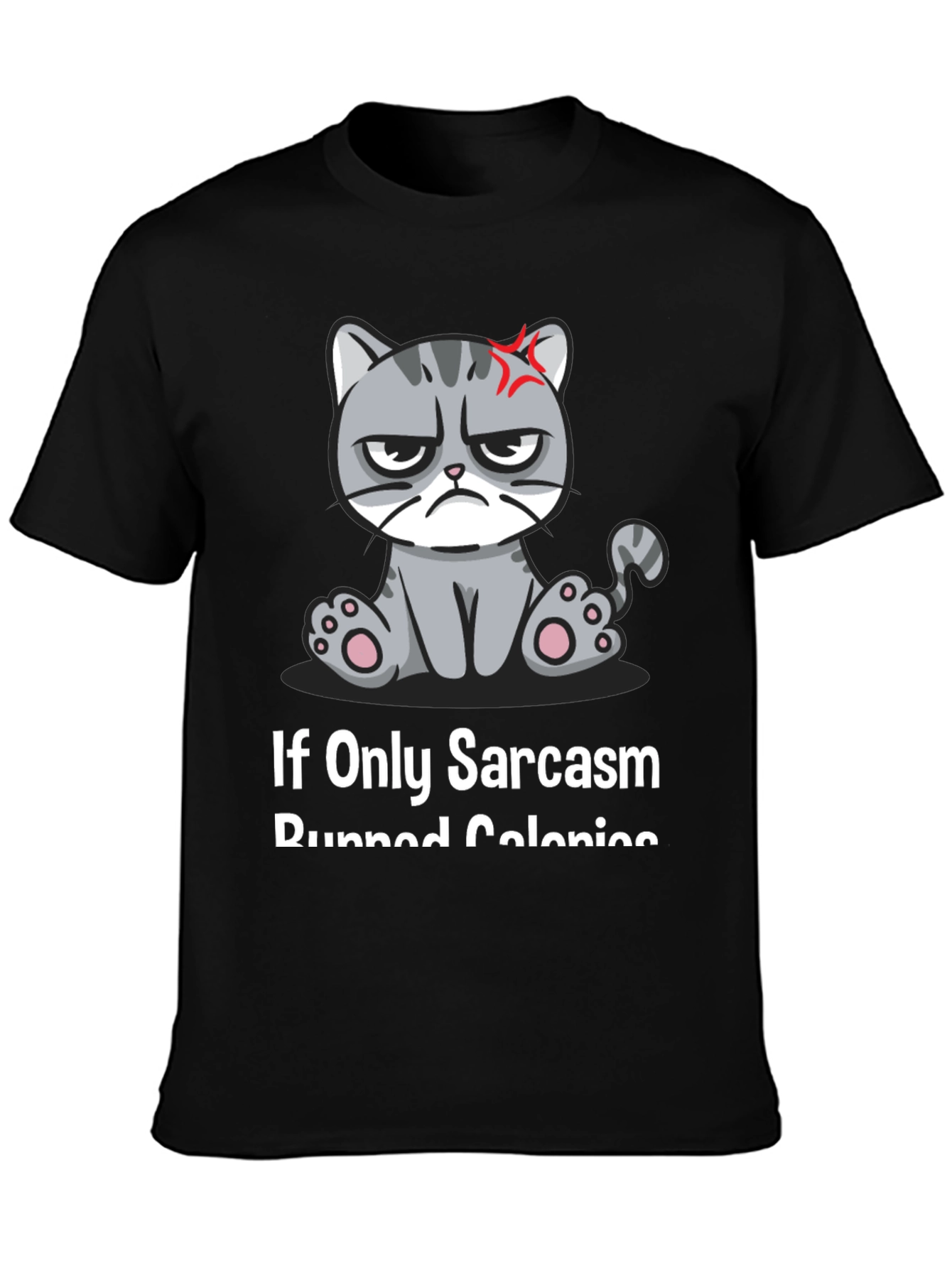 Black Sarcastic Cat T-Shirt - Grumpy Kitty Humor Tee view 3