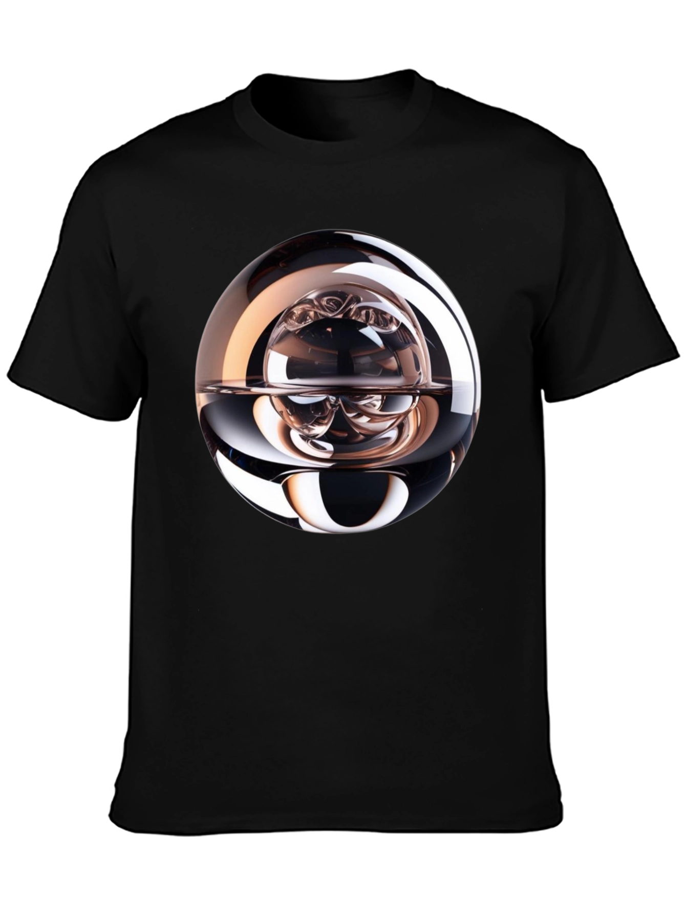 Black Abstract Sphere Graphic Tee - Modern Black T-Shirt view 3