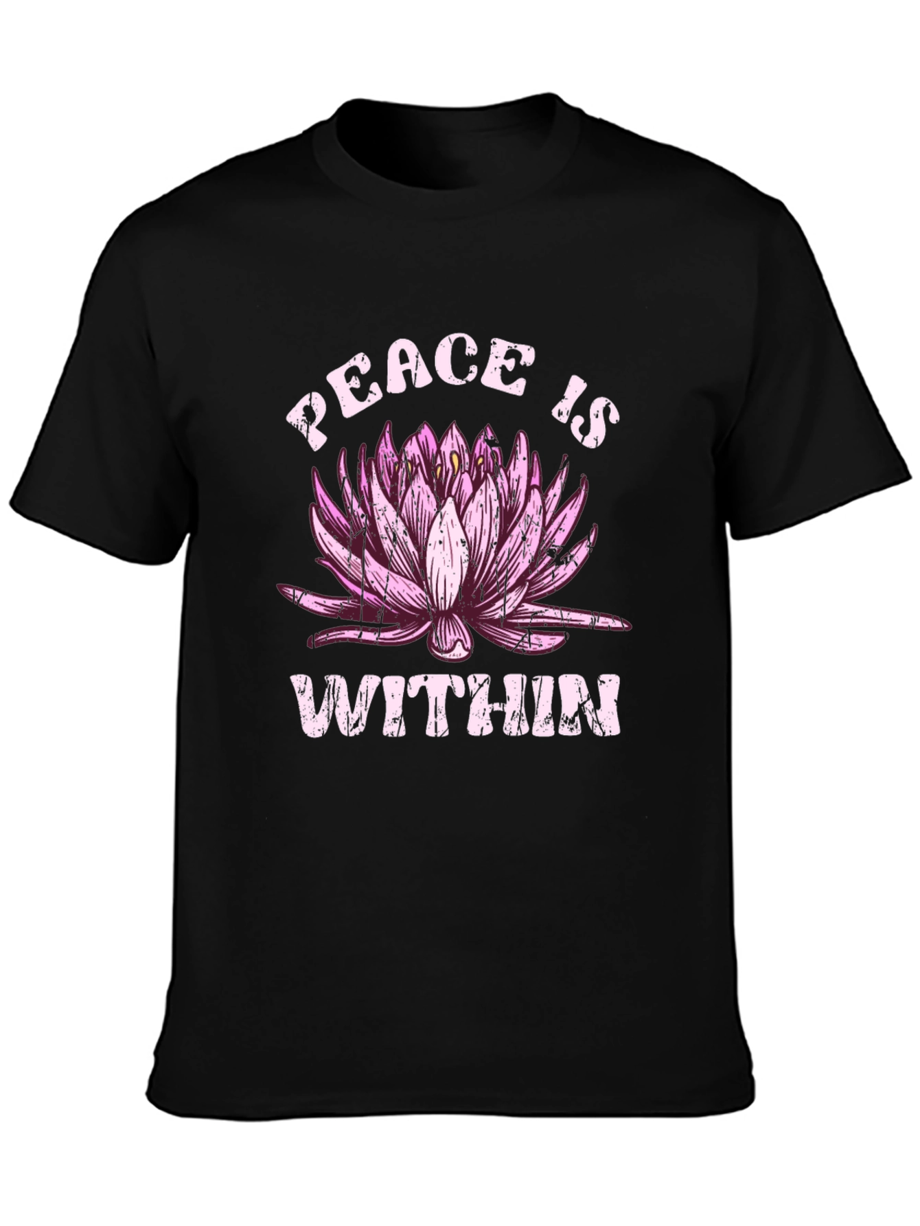 Black Peace Within Lotus Graphic Black T-Shirt view 3
