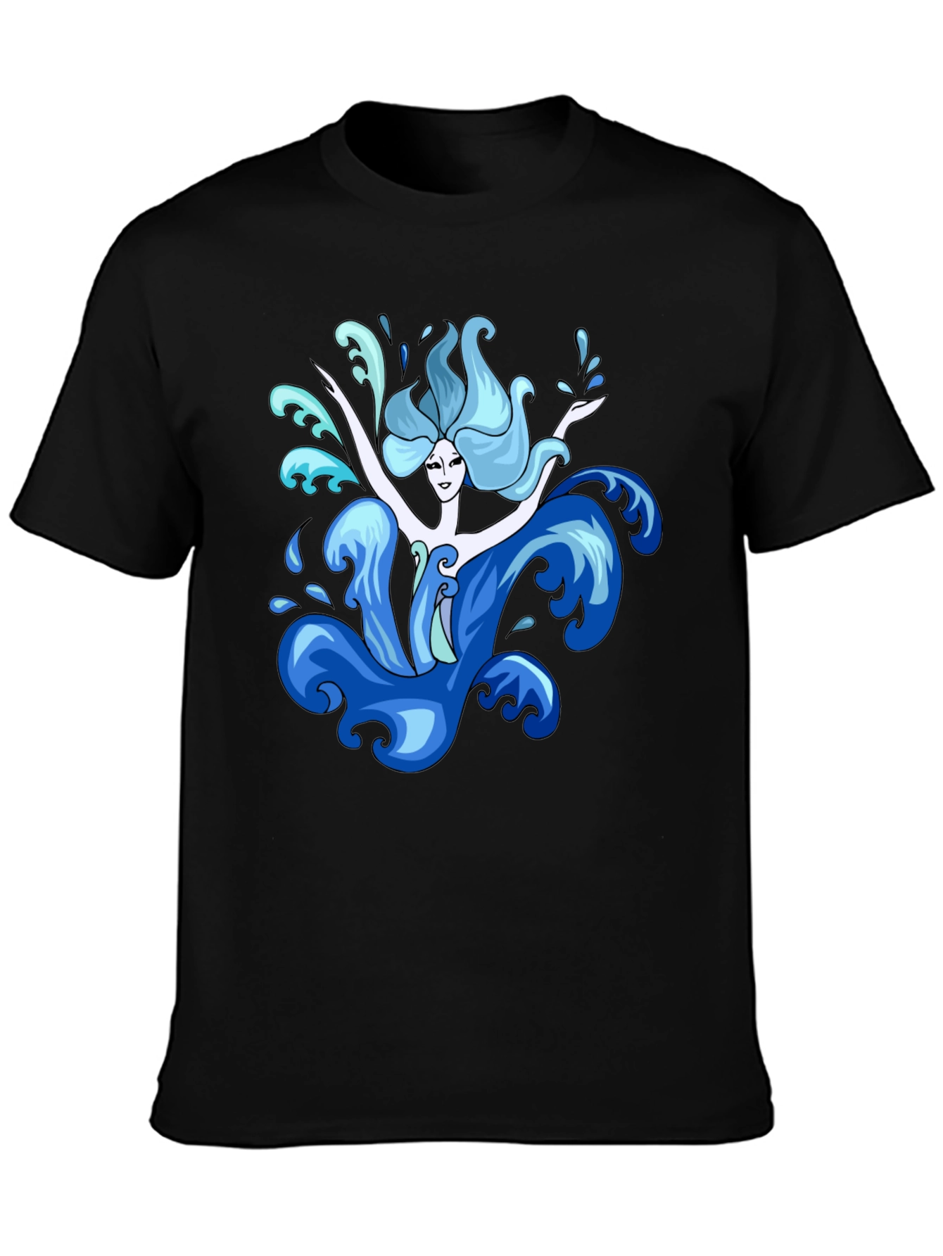 Black Water Nymph Graphic Tee - Black Cotton T-Shirt view 3