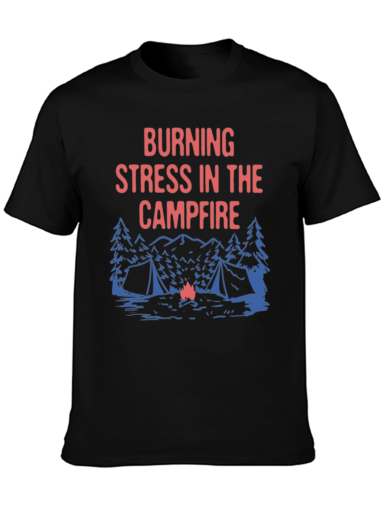 Black Burning Stress Campfire Graphic Tee view 3