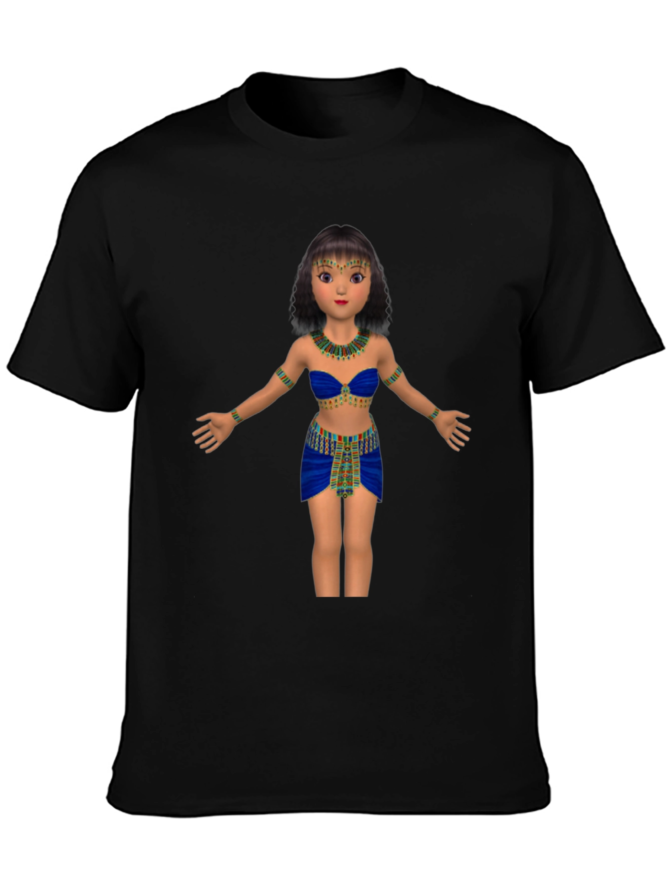 Black Egyptian Queen Graphic Tee - Black Cotton T-Shirt view 3