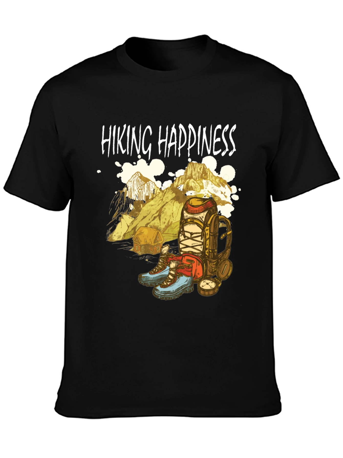 Black Hiking Happiness Graphic Tee - Adventure Awaits! view 3