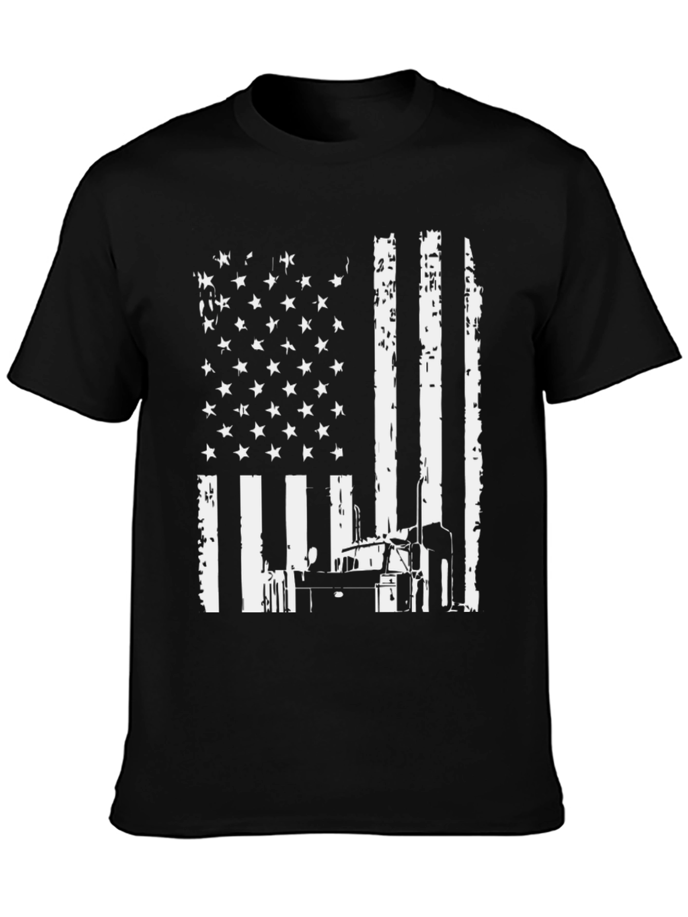Black American Flag Trucker T-Shirt view 3