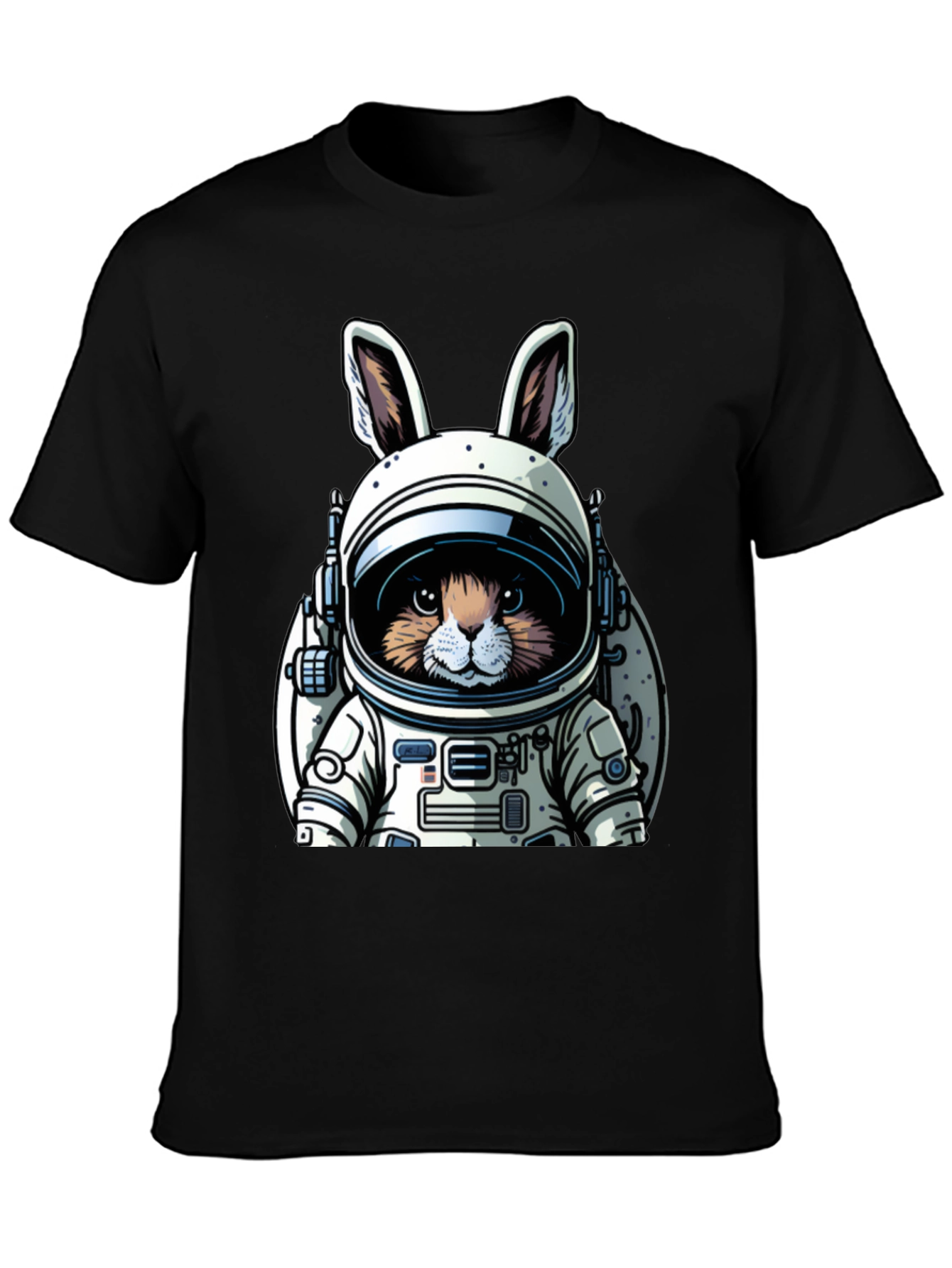 Black Astronaut Bunny Black T-Shirt view 3