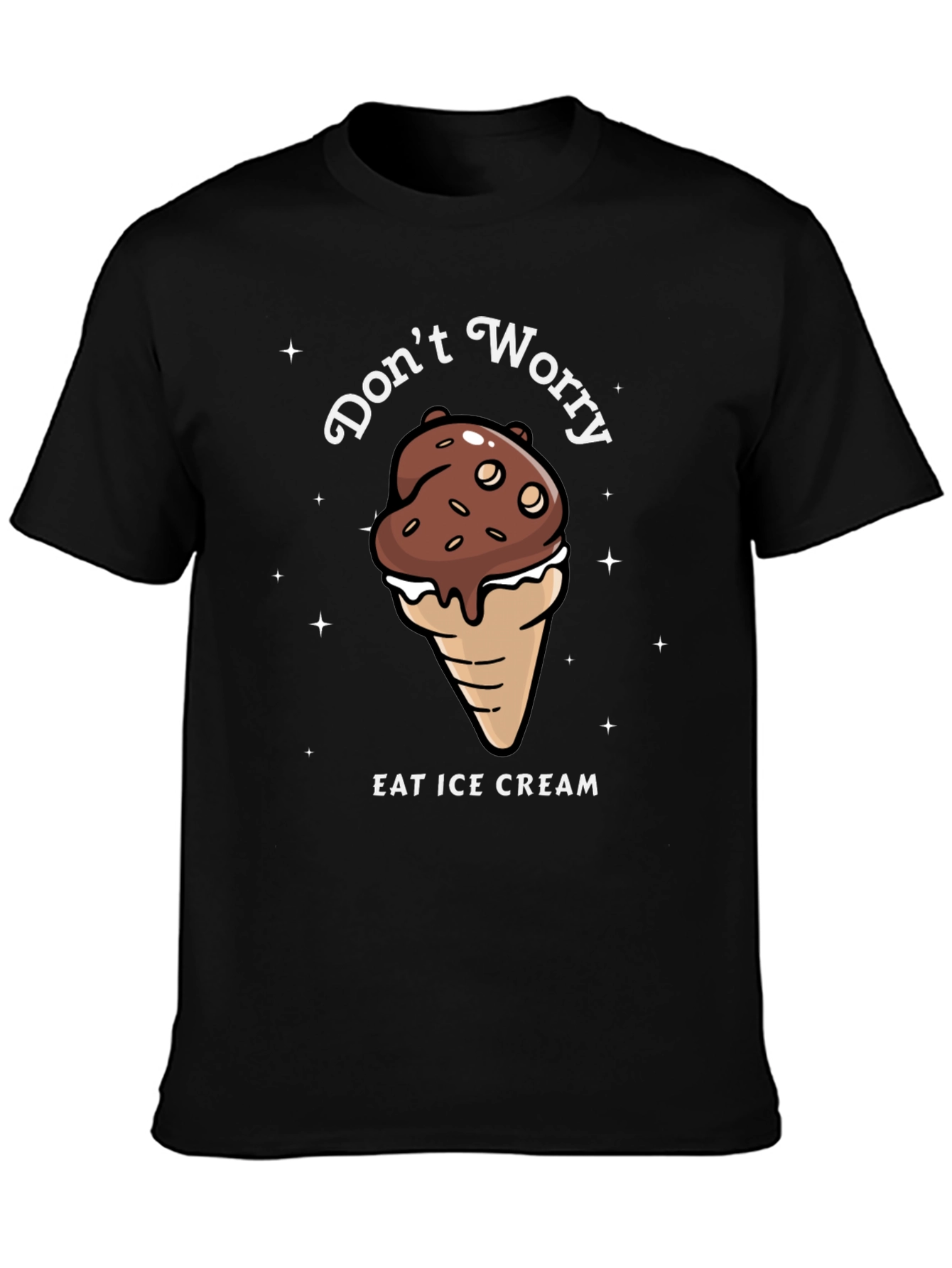 Black Don't Worry Eat Ice Cream Graphic Tee view 3